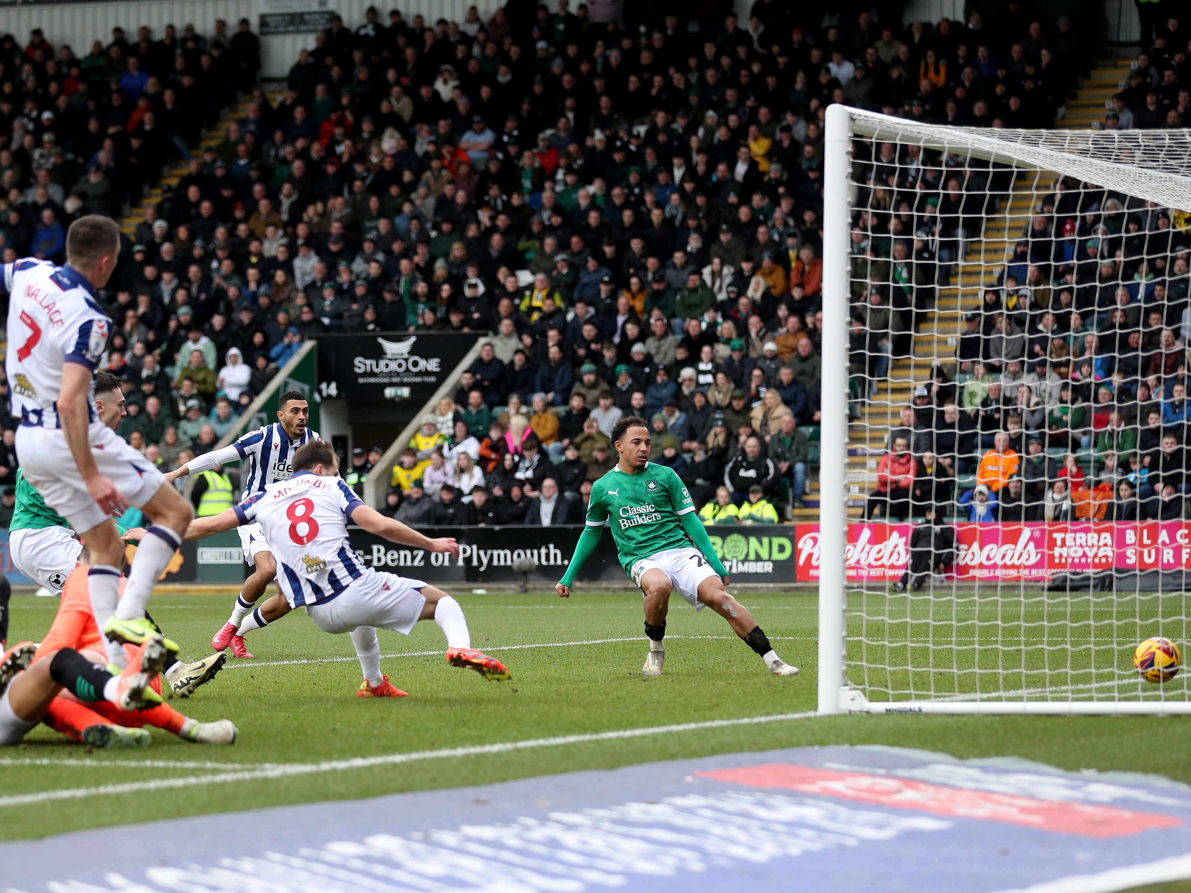 An image of Jayson Molumby scoring against Plymouth