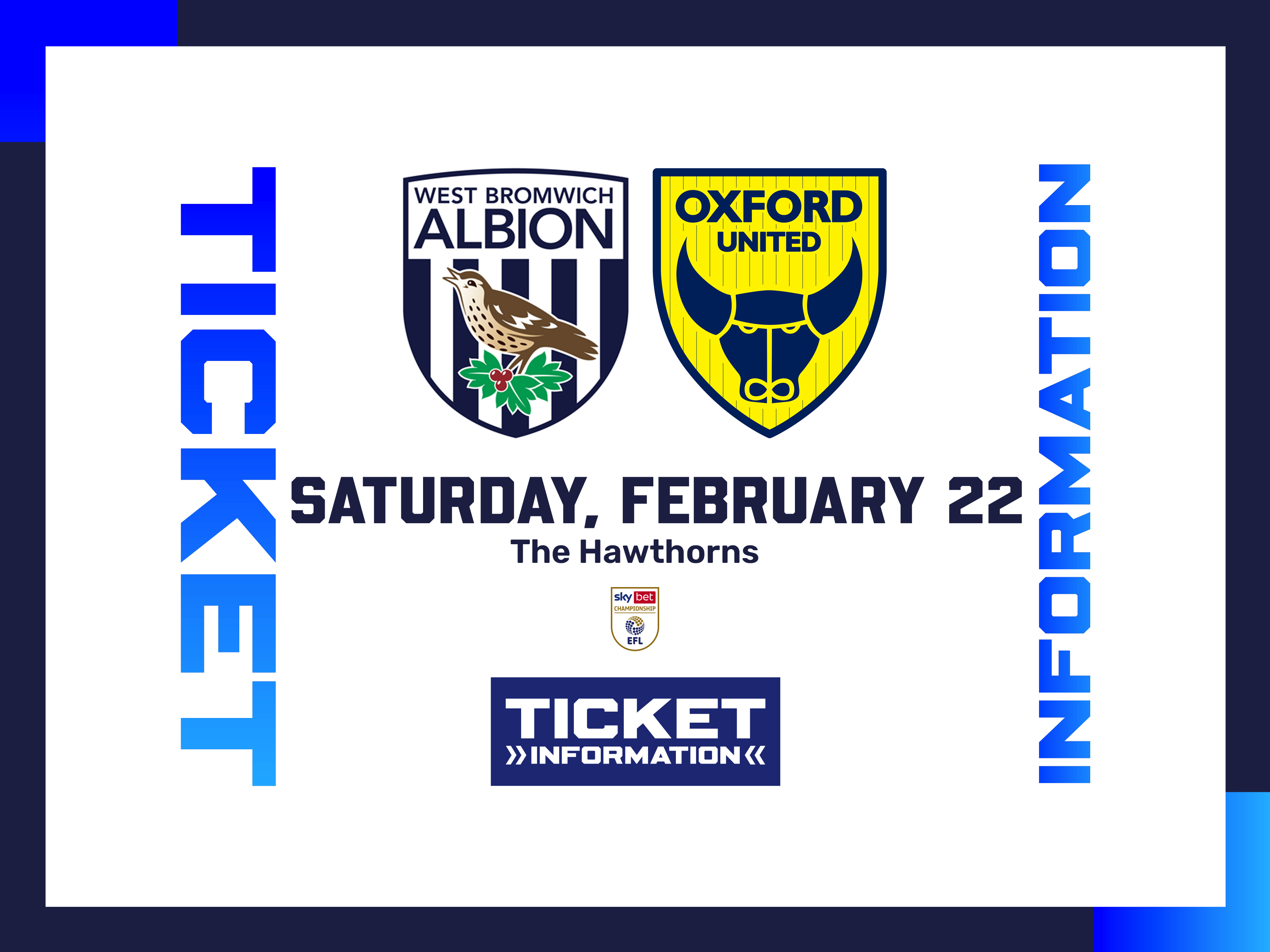 A ticket graphic displaying information for Albion's game against Oxford