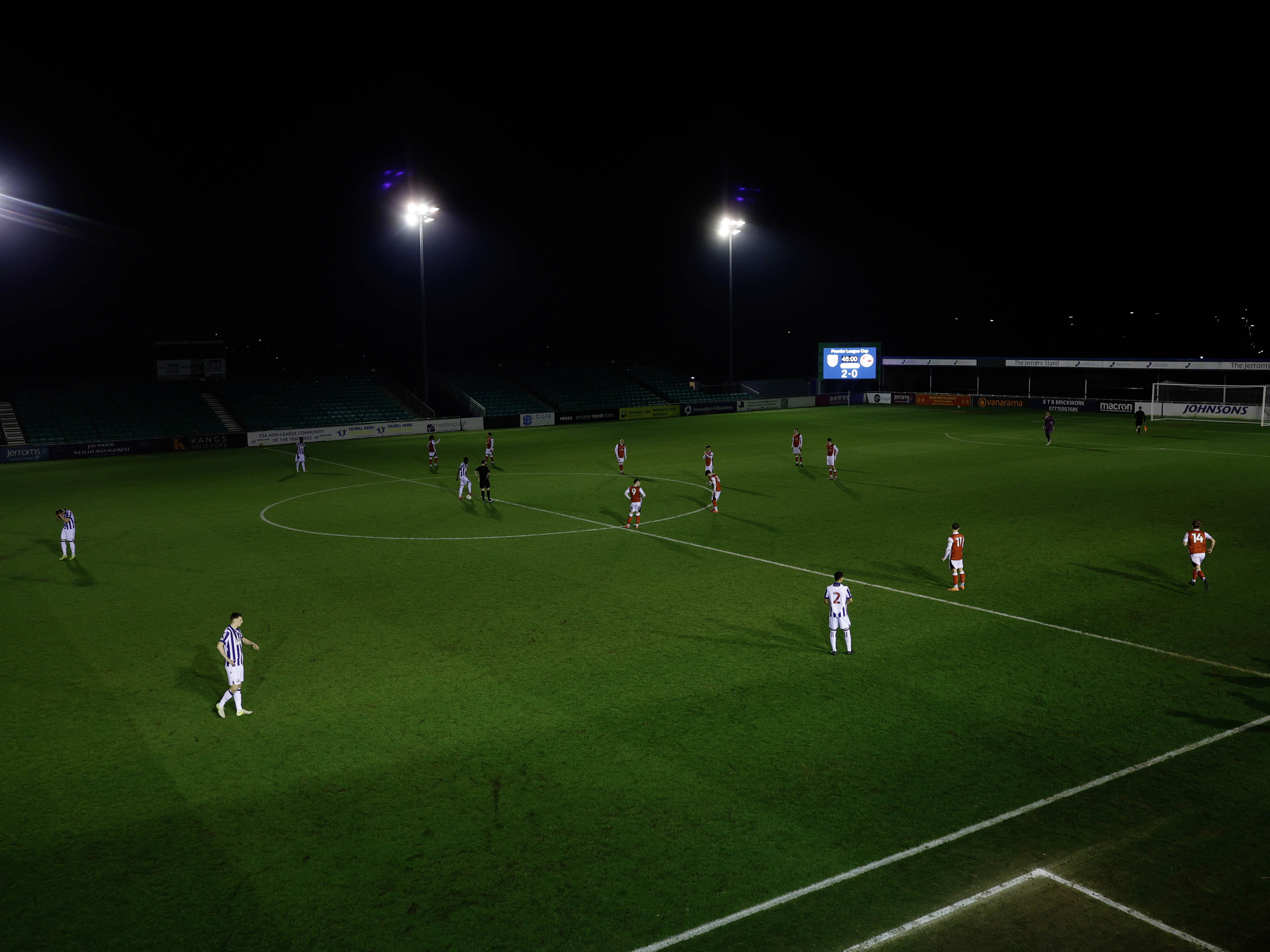 An elevated view of Solihull Moors' Damson Park stadium pitch