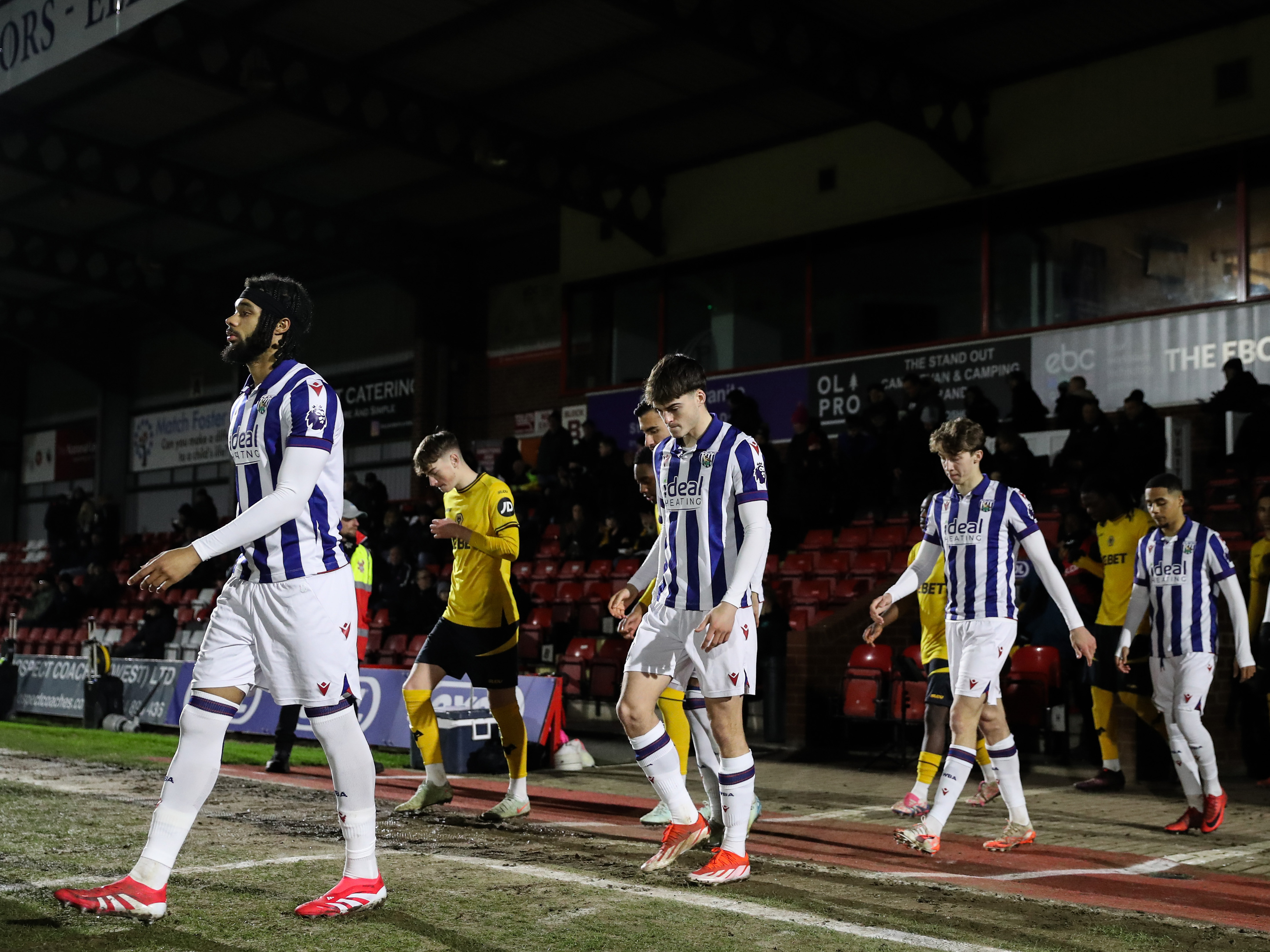 Albion u21s walking out before a PL2 match v Wolves in 2025