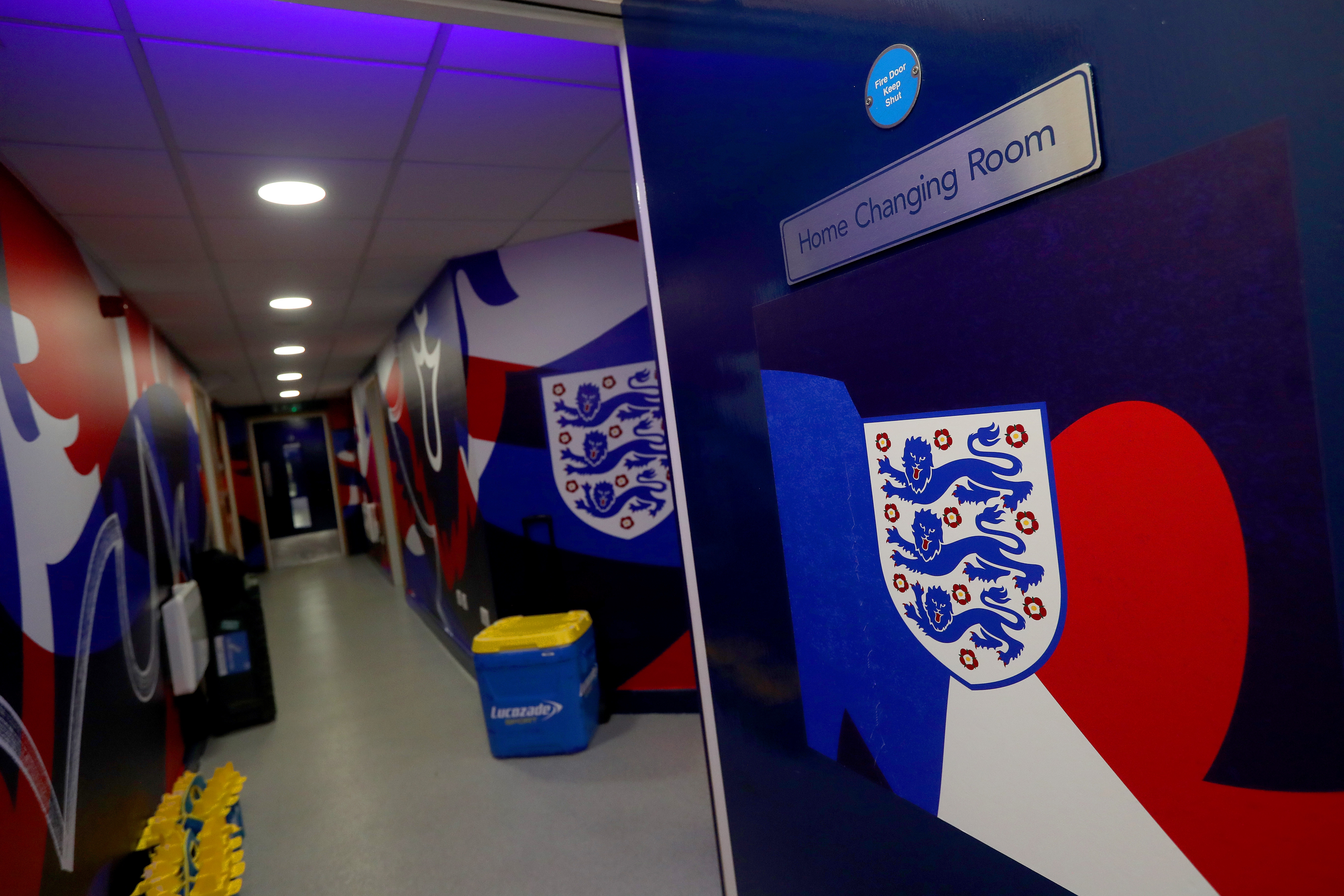 England branding on the home dressing room door at The Hawthorns before the game with Portugal