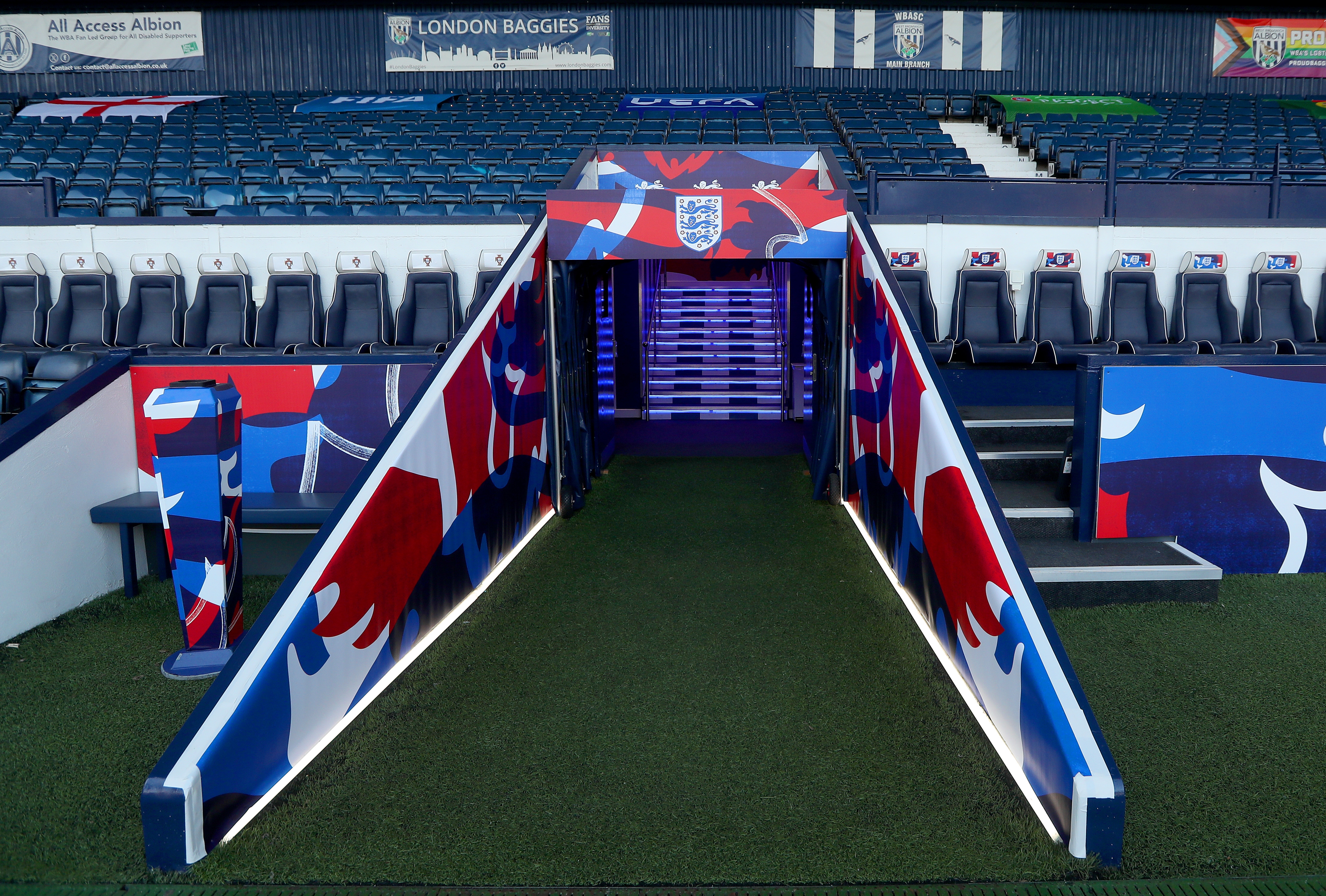 England branding on the tunnel at The Hawthorns before the game with Portugal