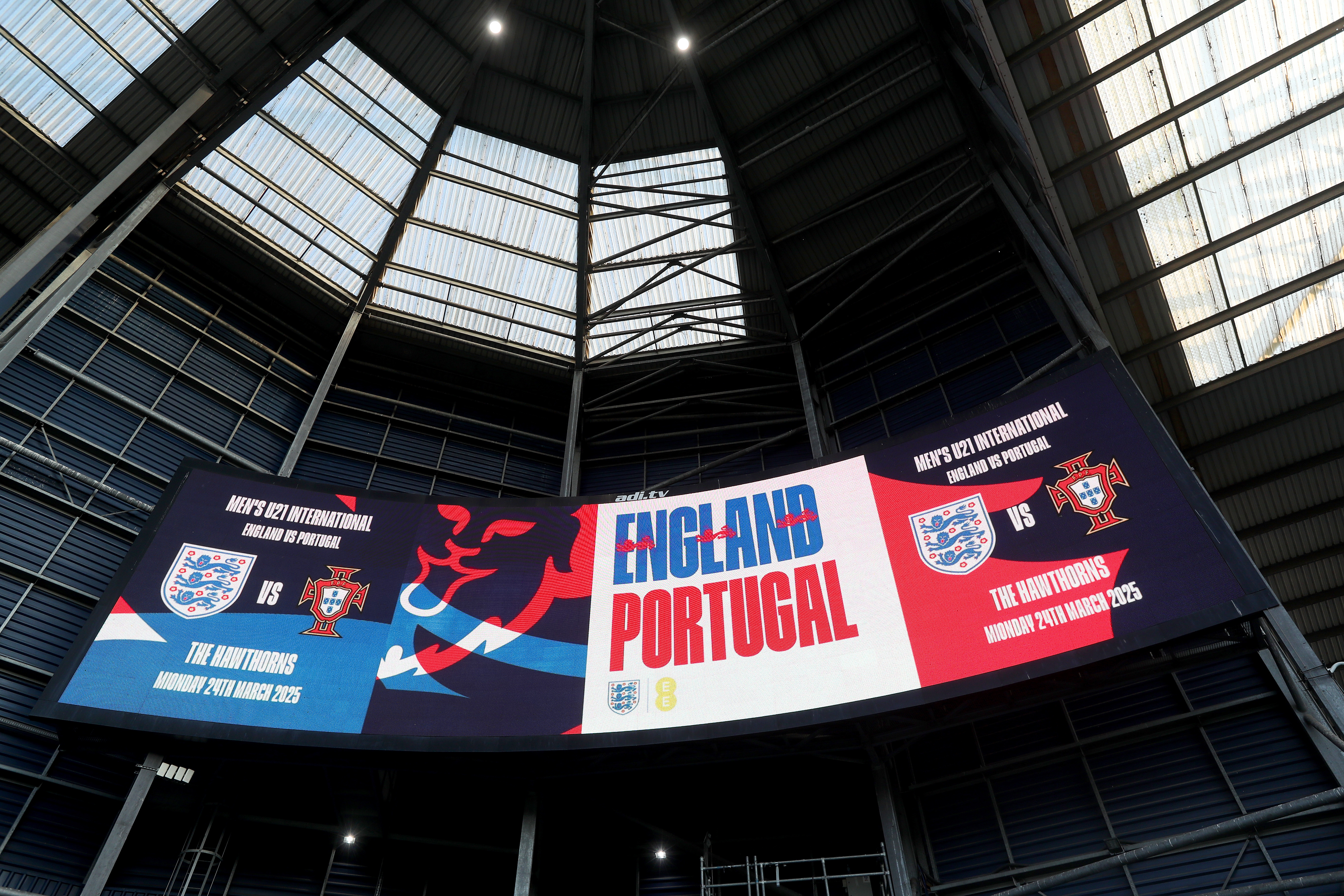 England branding on the big screens at The Hawthorns before the game with Portugal