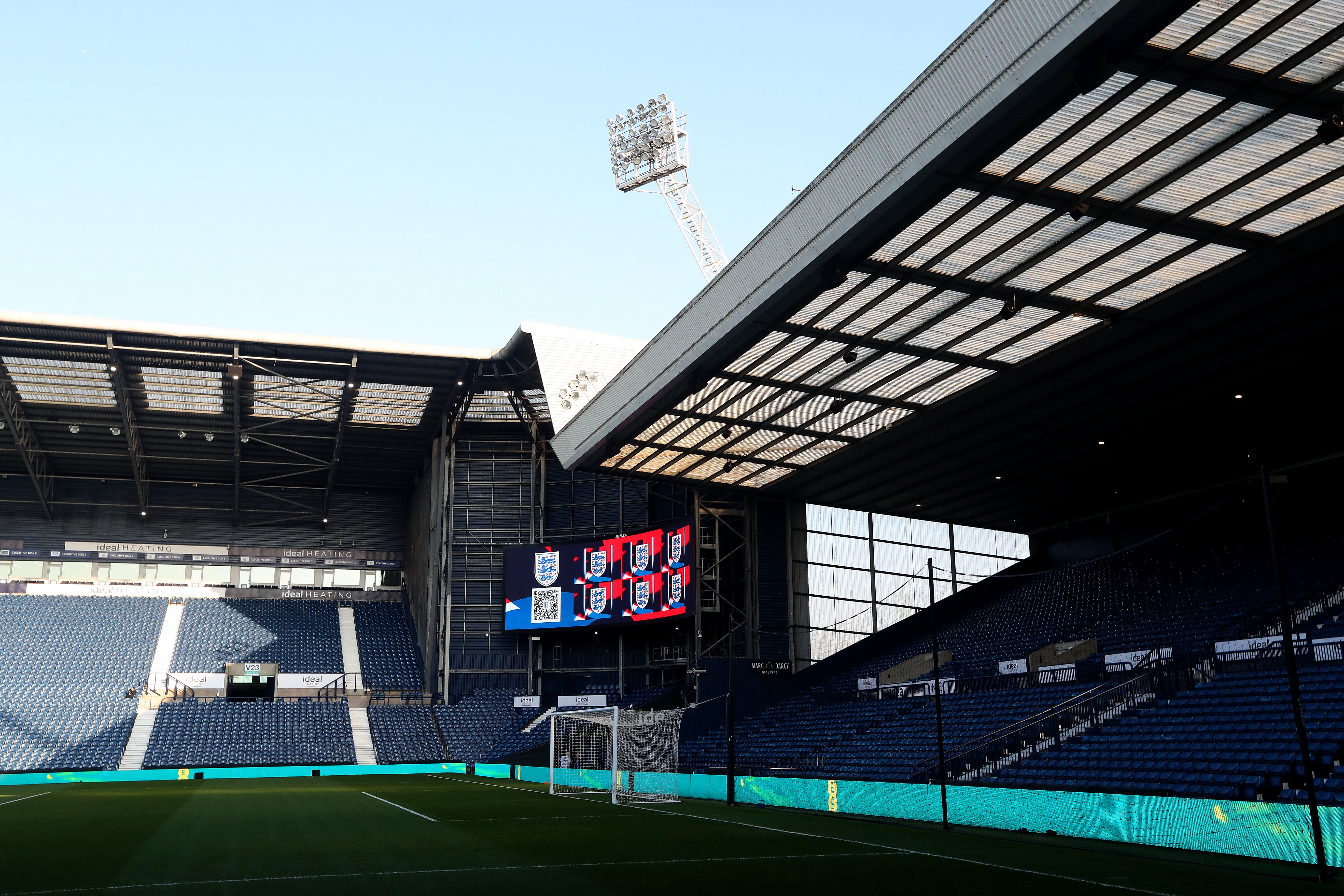 England branding on the big screens at The Hawthorns before the game with Portugal