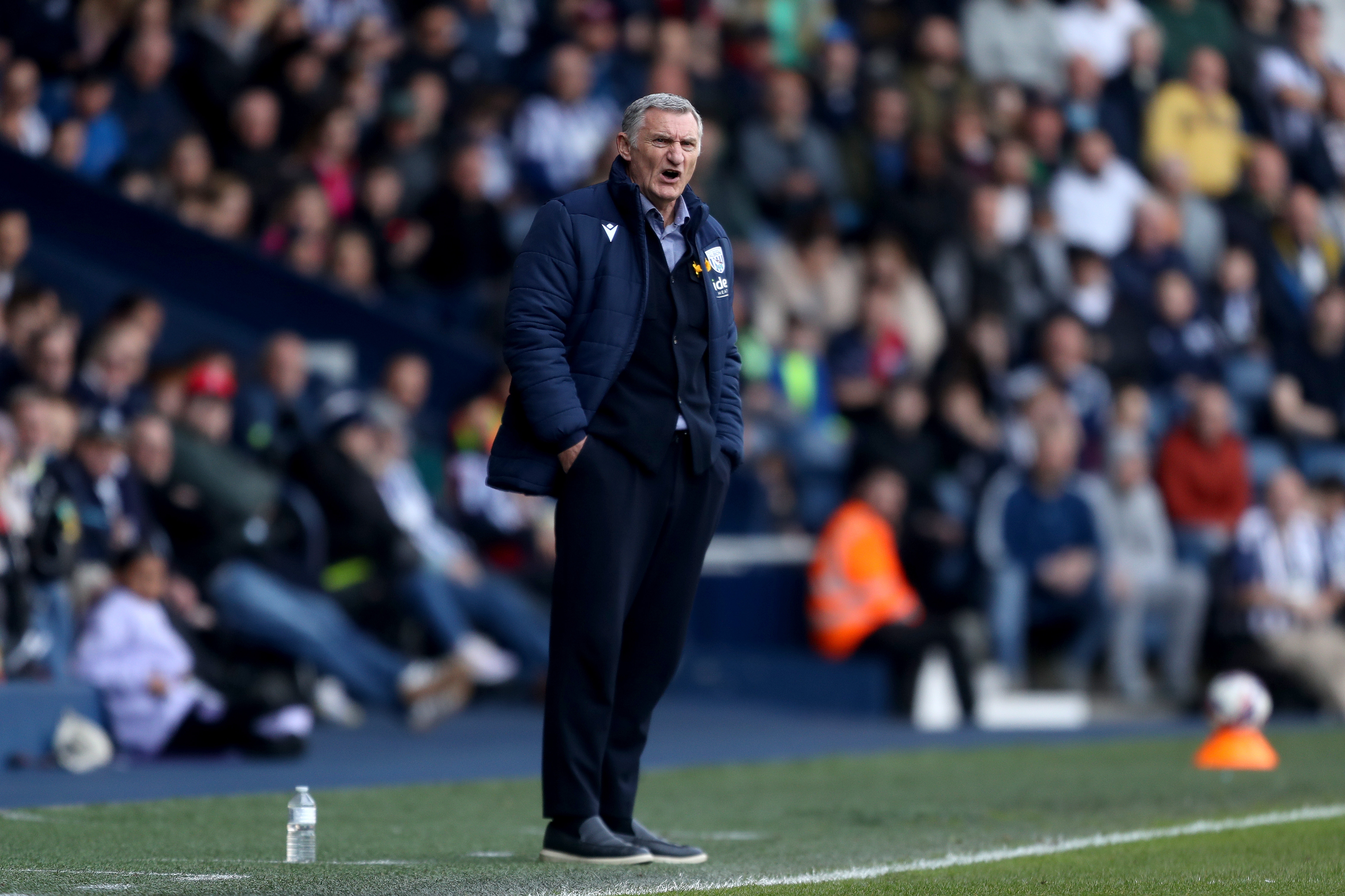 Tony Mowbray on the side of the pitch against QPR 