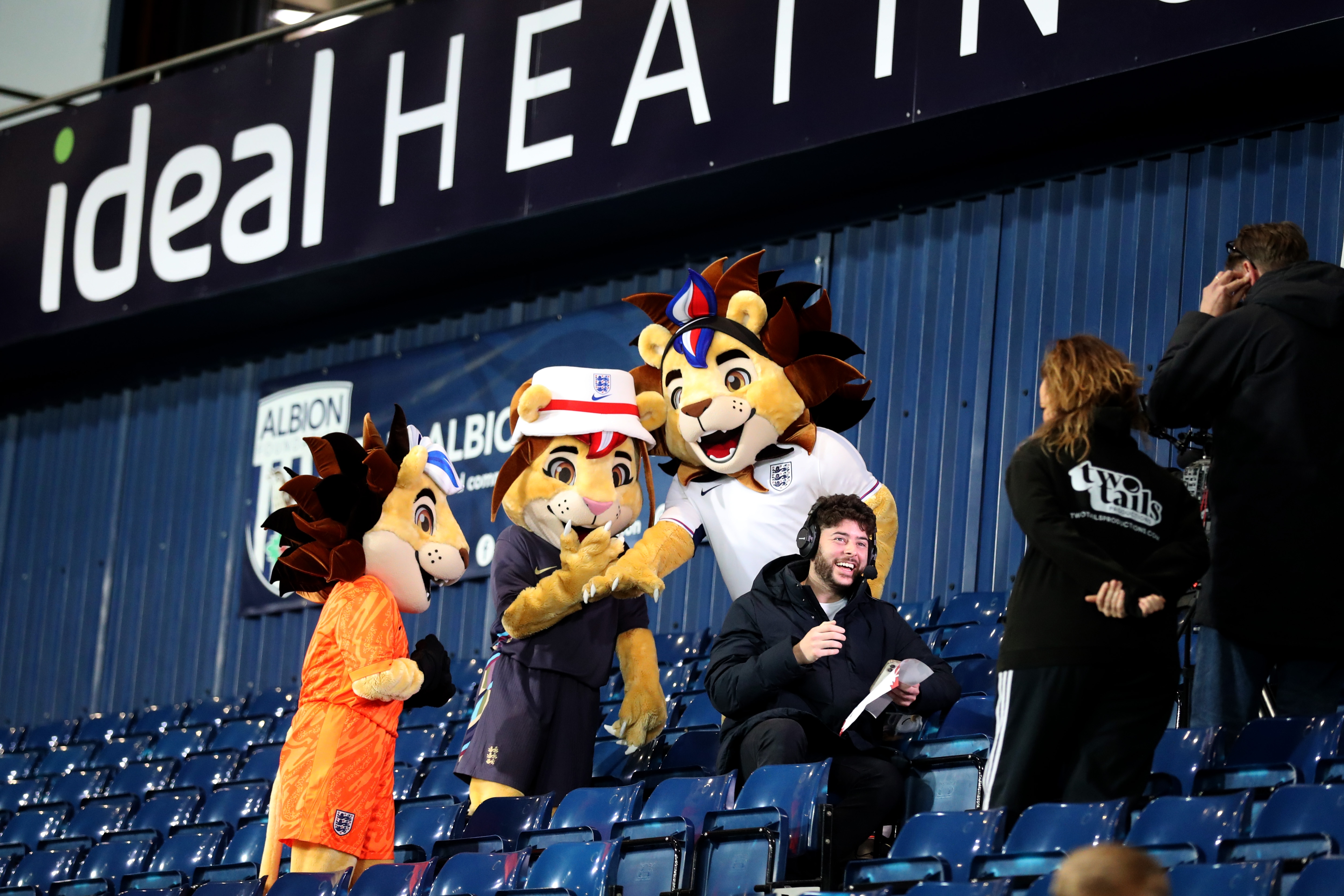 England's Lion mascots in the stand at The Hawthorns during the game between England U21s and Portugal