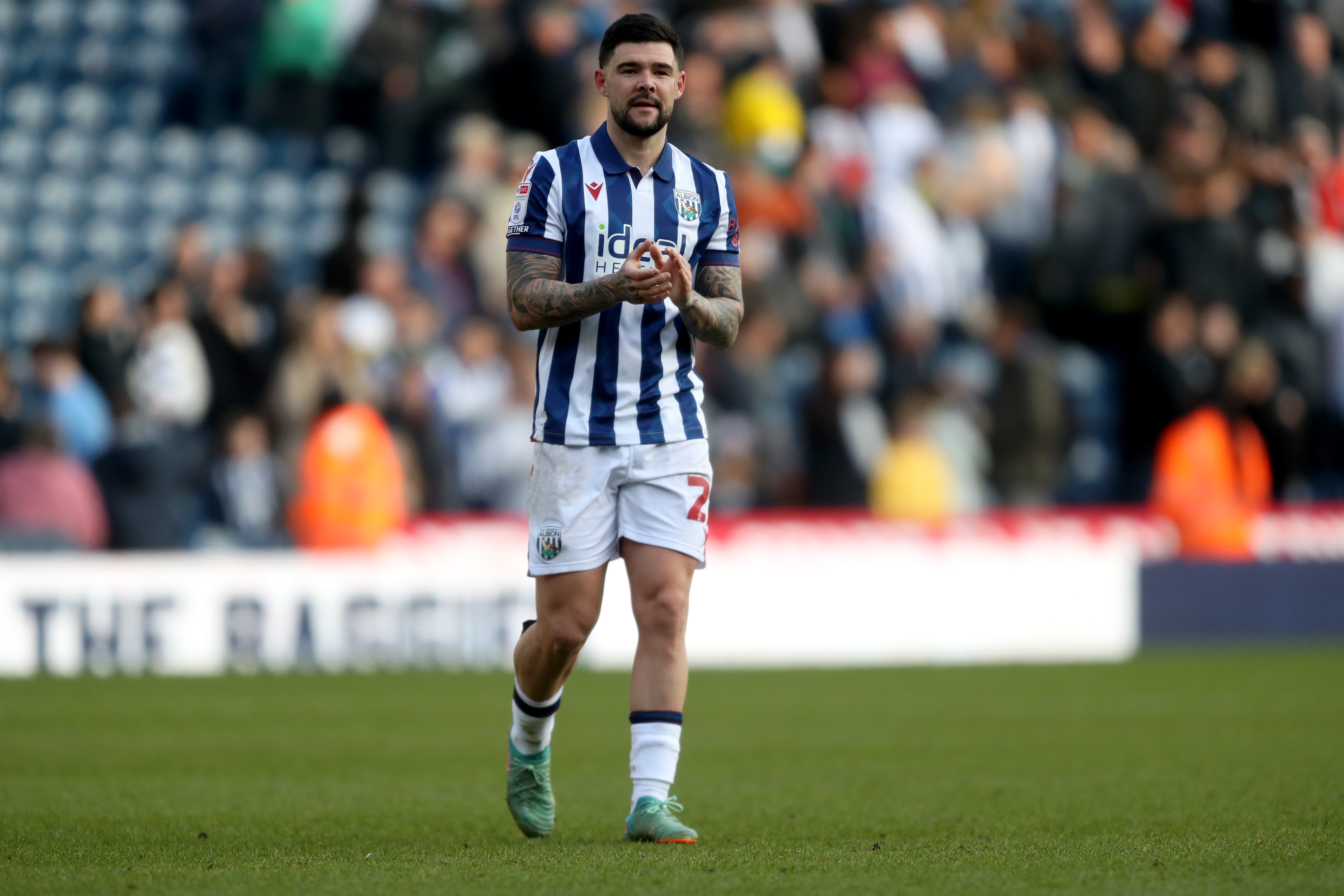 Alex Mowatt applauds Albion fans after the QPR game