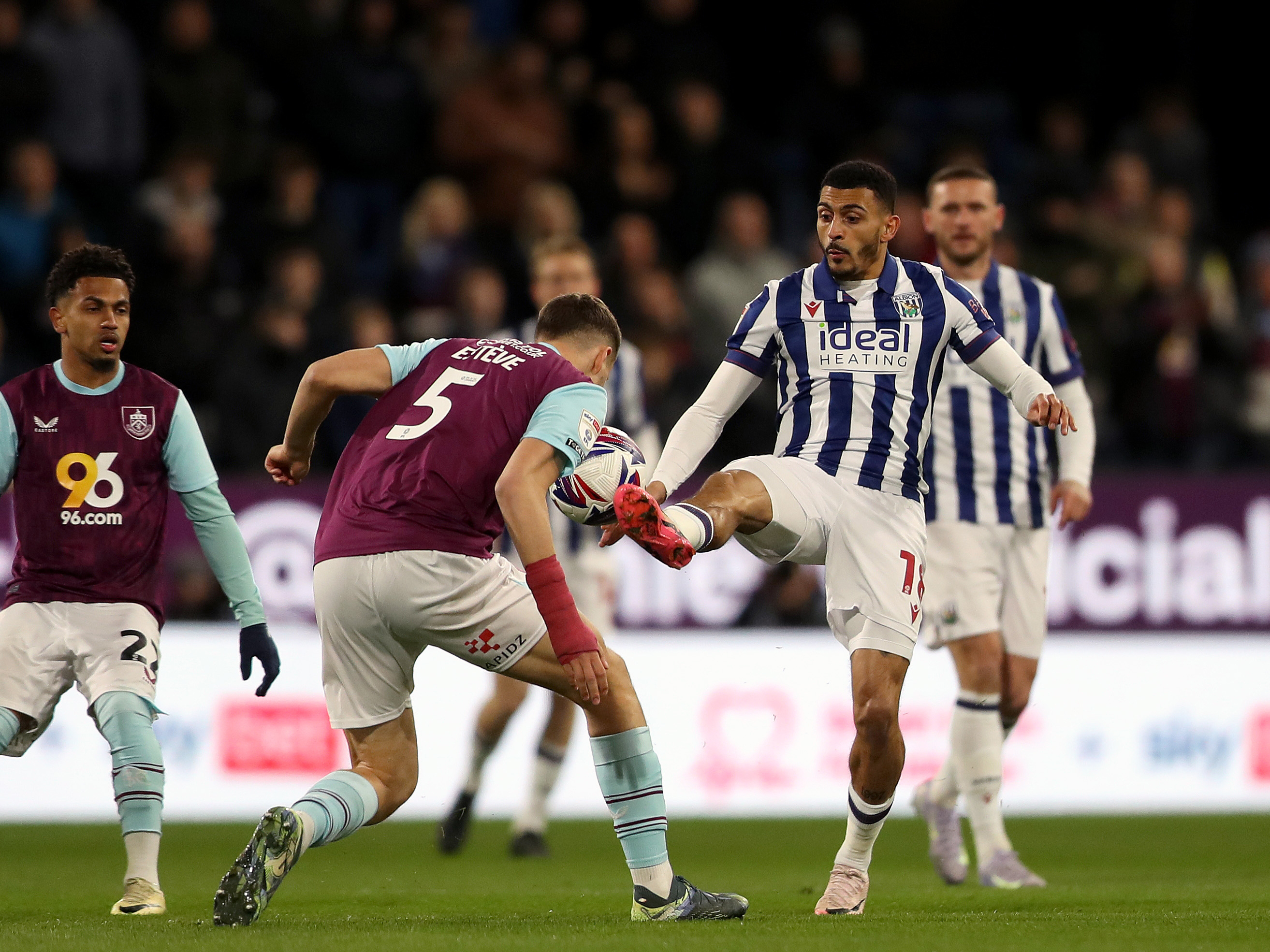 Karlan Grant in action for Albion at Burnley