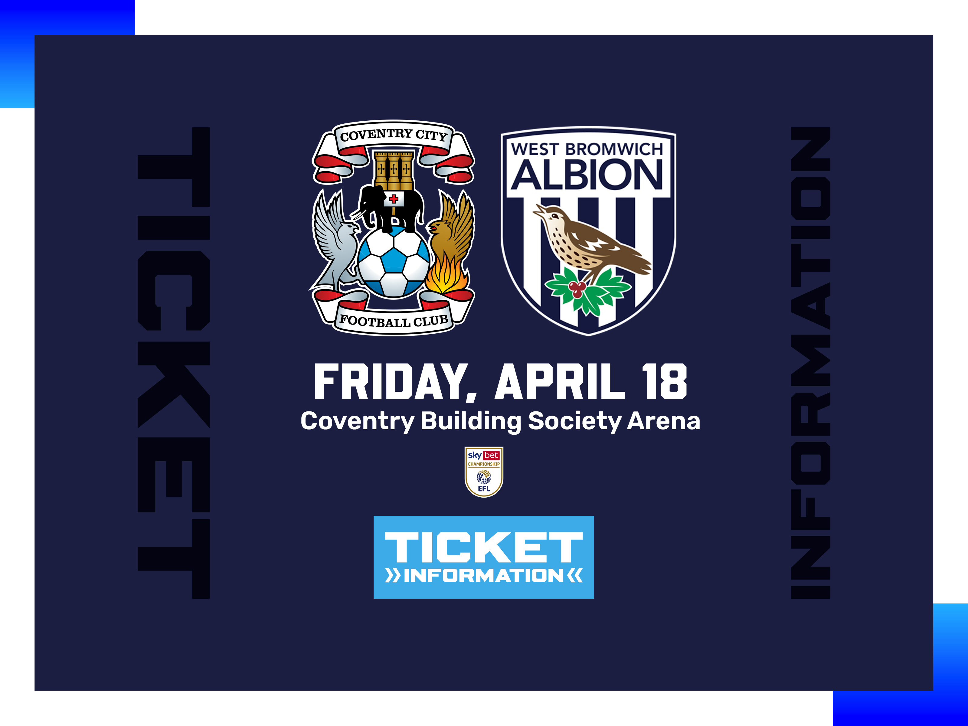 A ticket graphic displaying information for Albion's game against Coventry