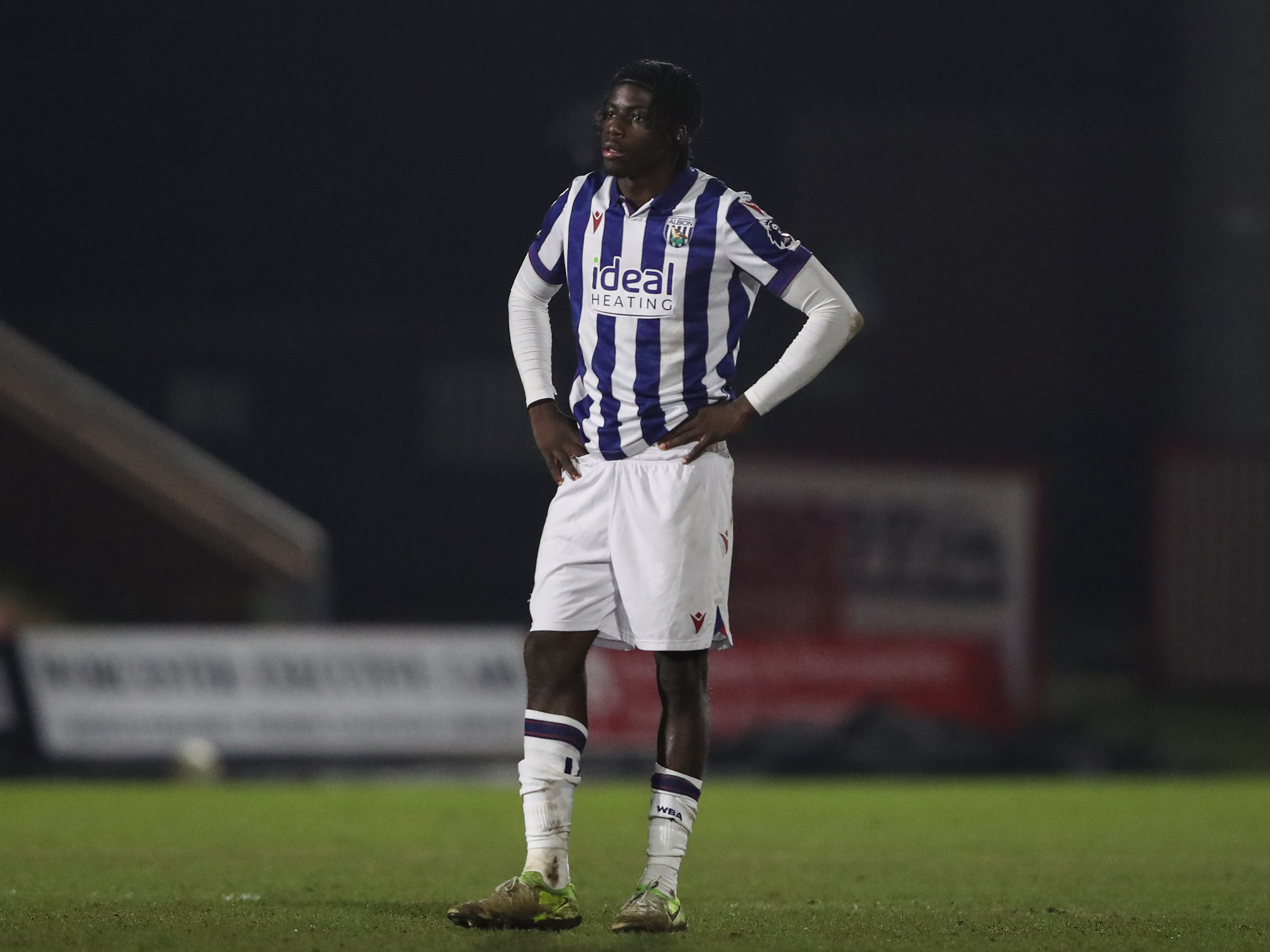 A photo of Albion u21 defender Mo Diomande in the 2024/25 home kit