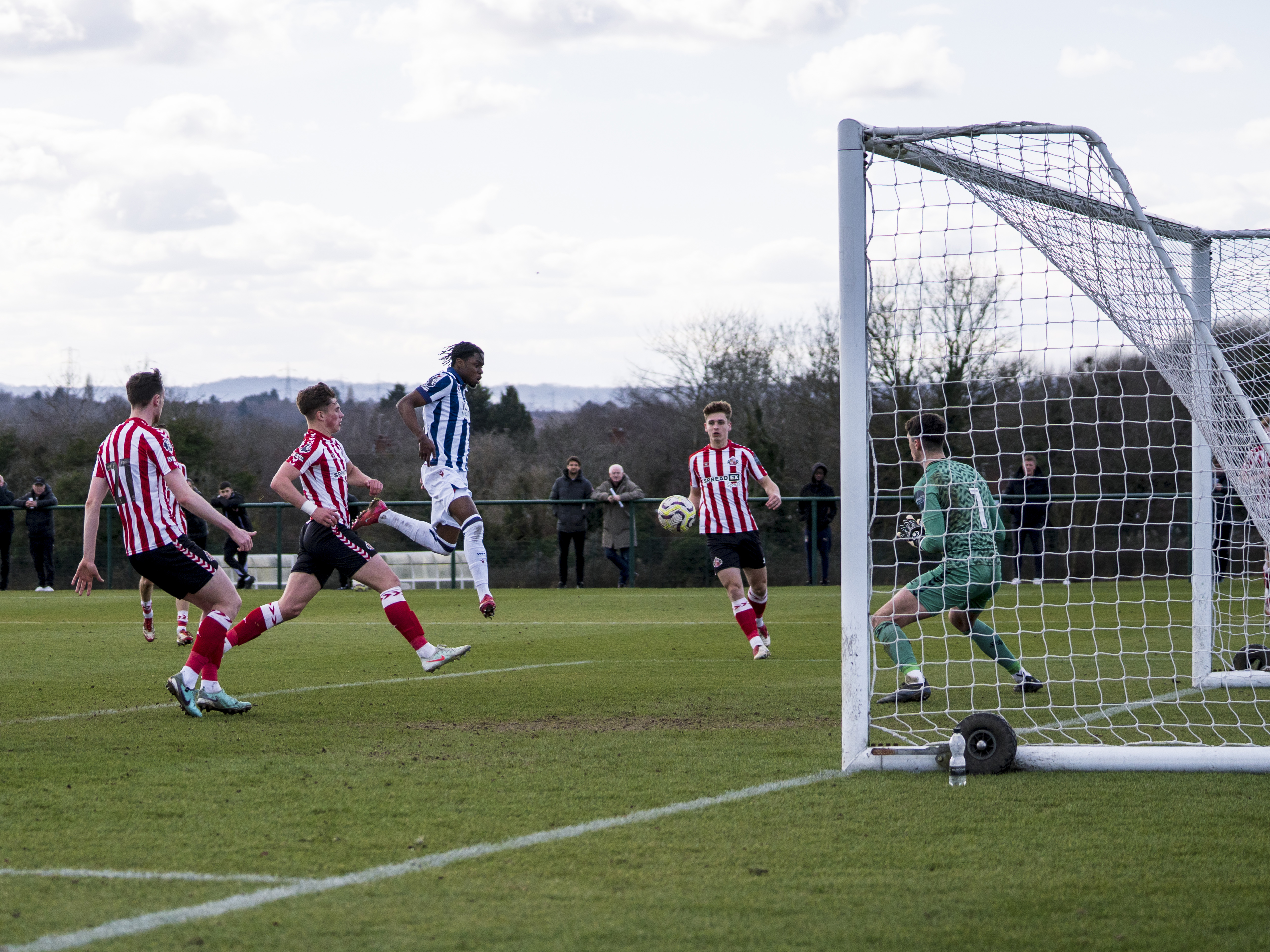 An image of Akeel Higgins scoring against Sunderland PL2