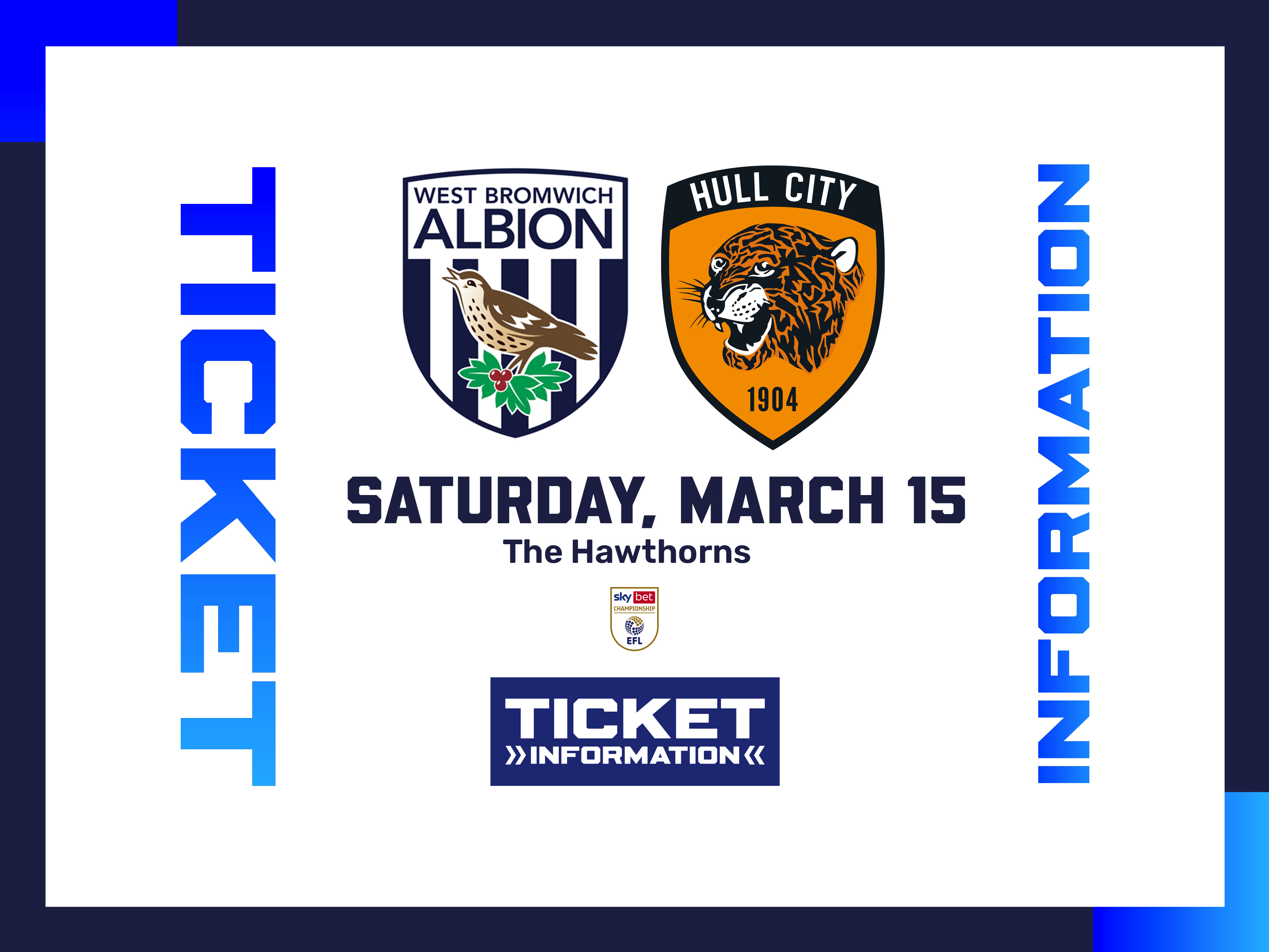 A ticket graphic displaying information for Albion's game against Hull