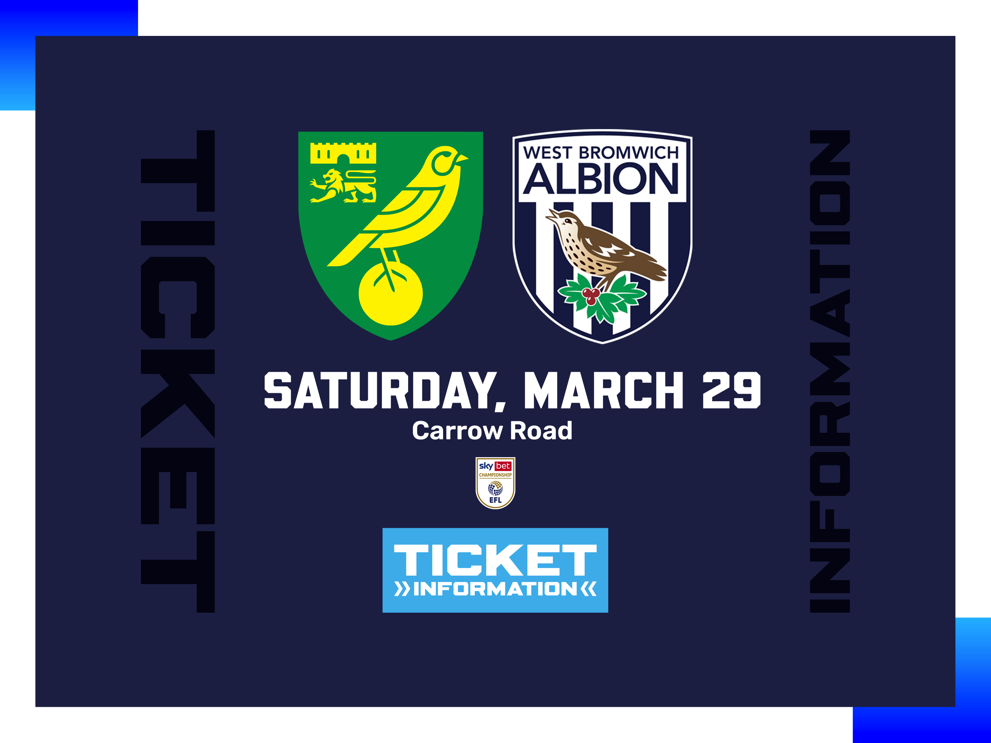 A ticket graphic displaying information for Albion's game against Norwich