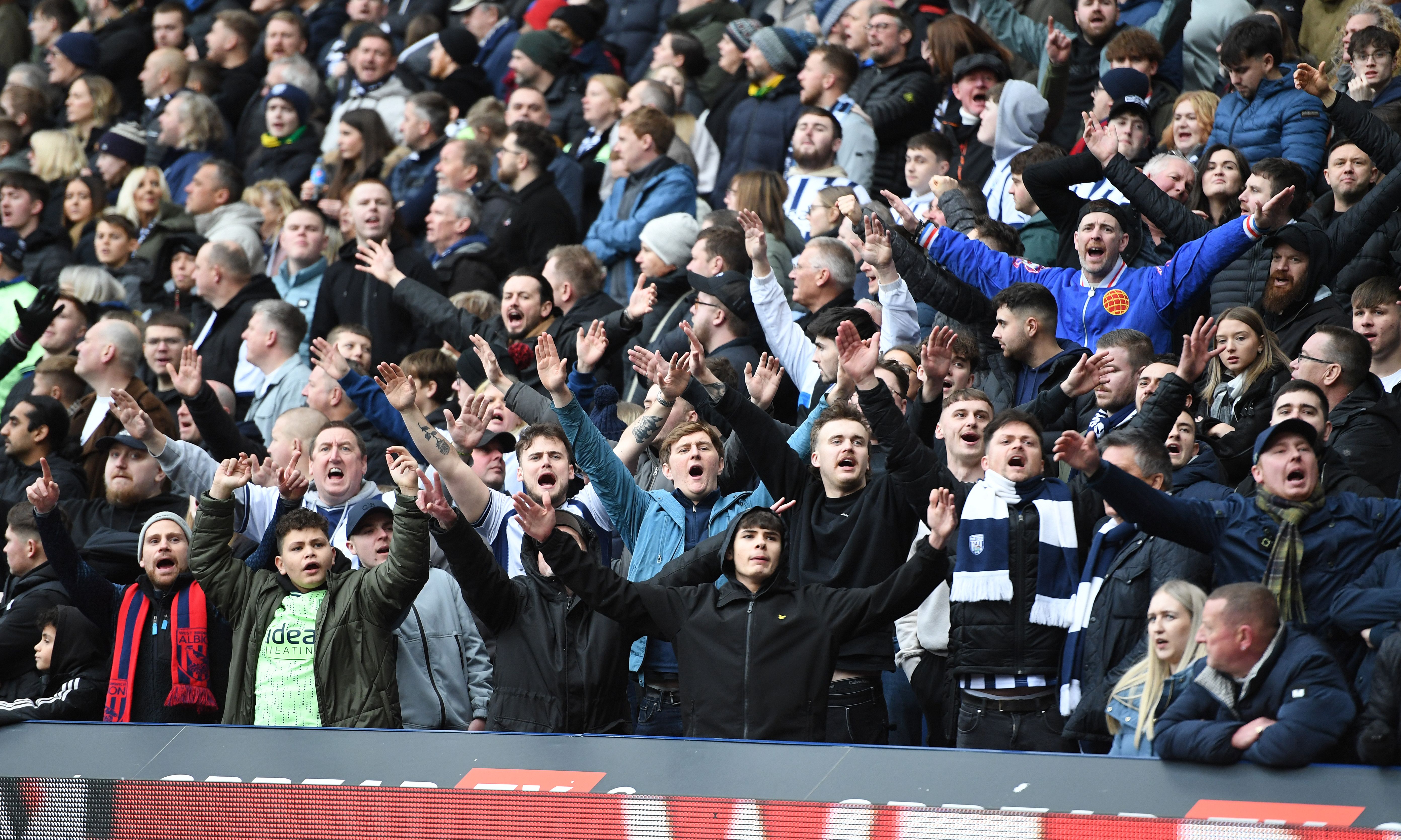 A general view of West Bromwich Albion fans at a game cheering