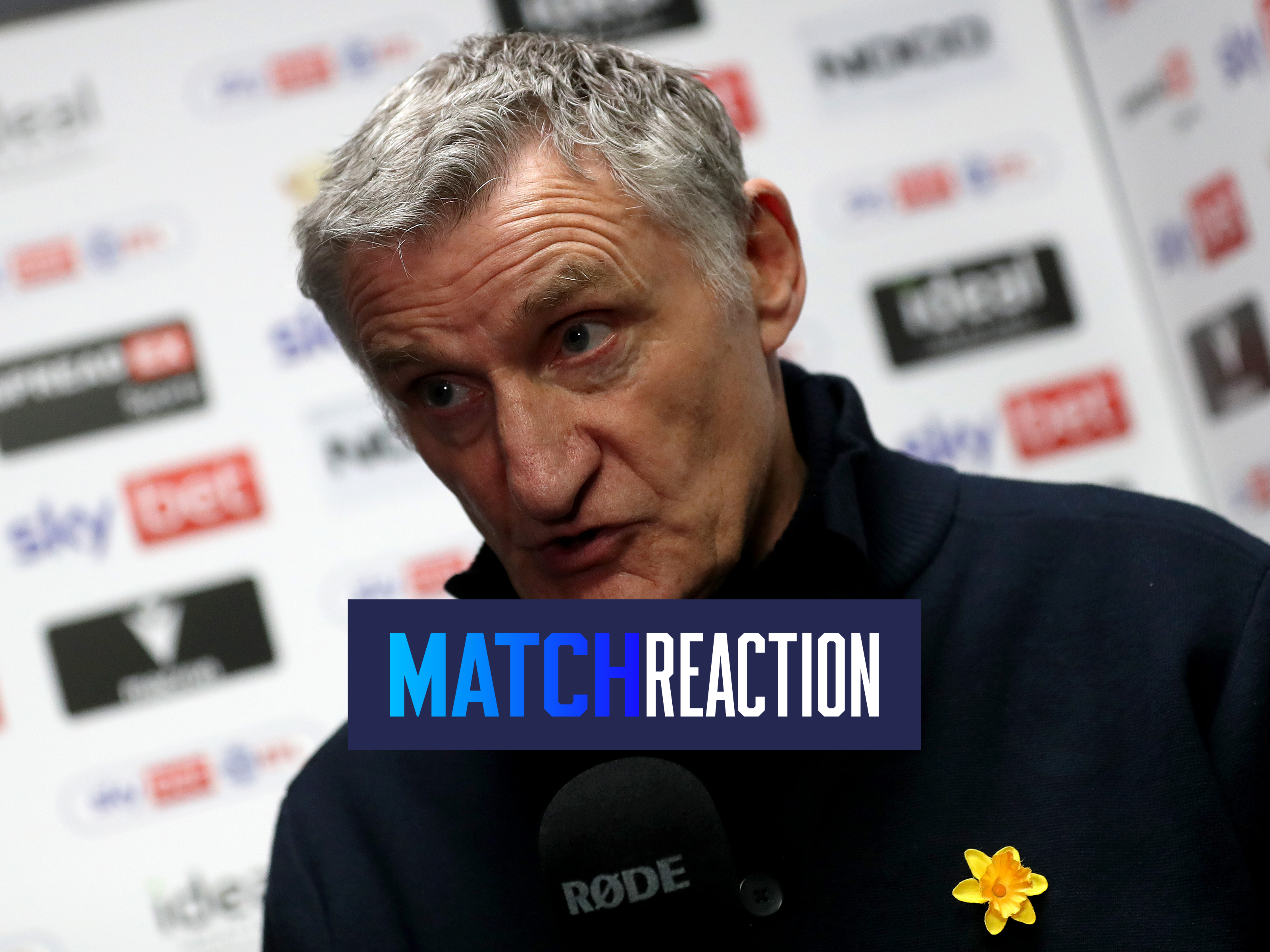 A match reaction graphic featuring Tony Mowbray