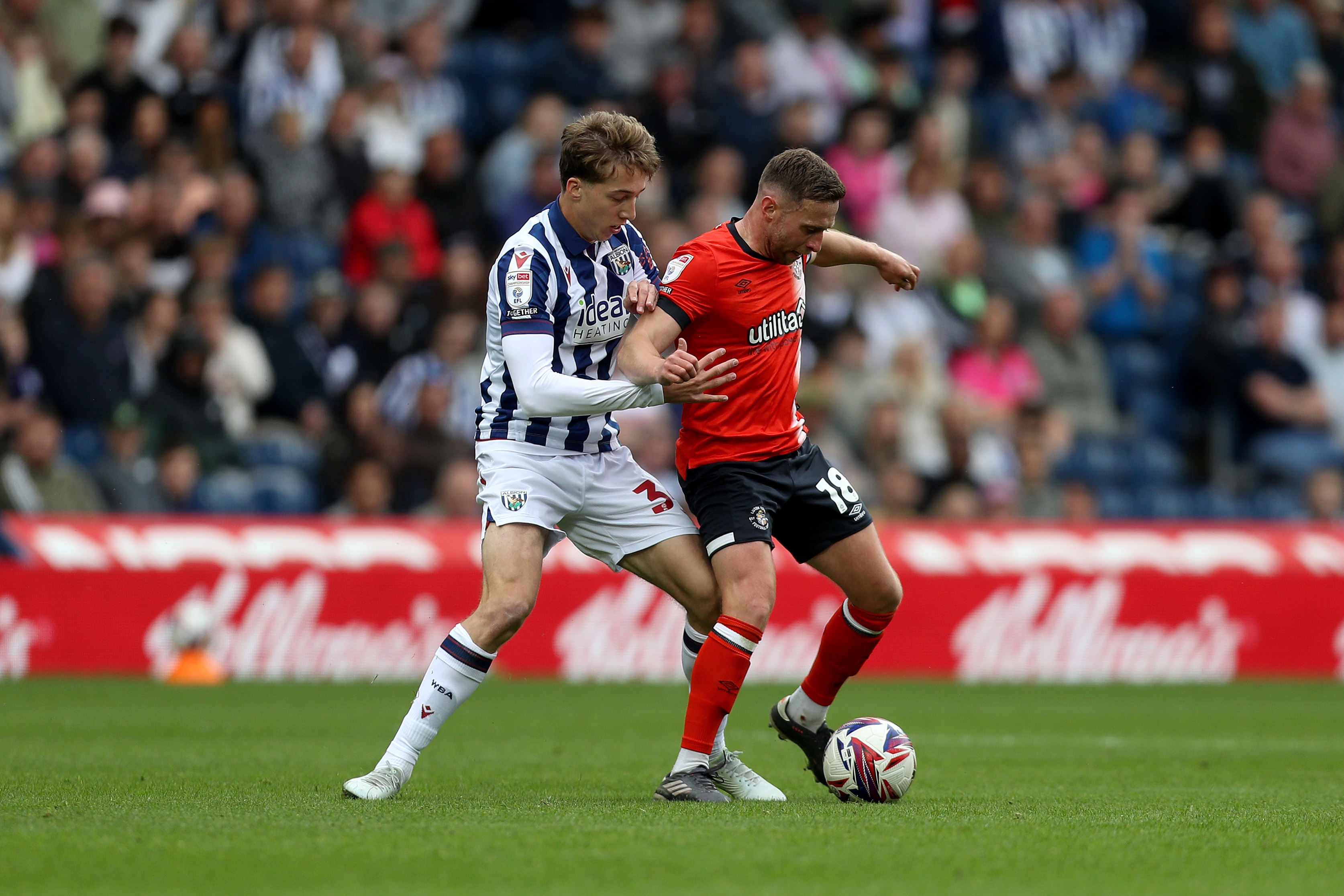 Harry Whitwell in action against Luton Town