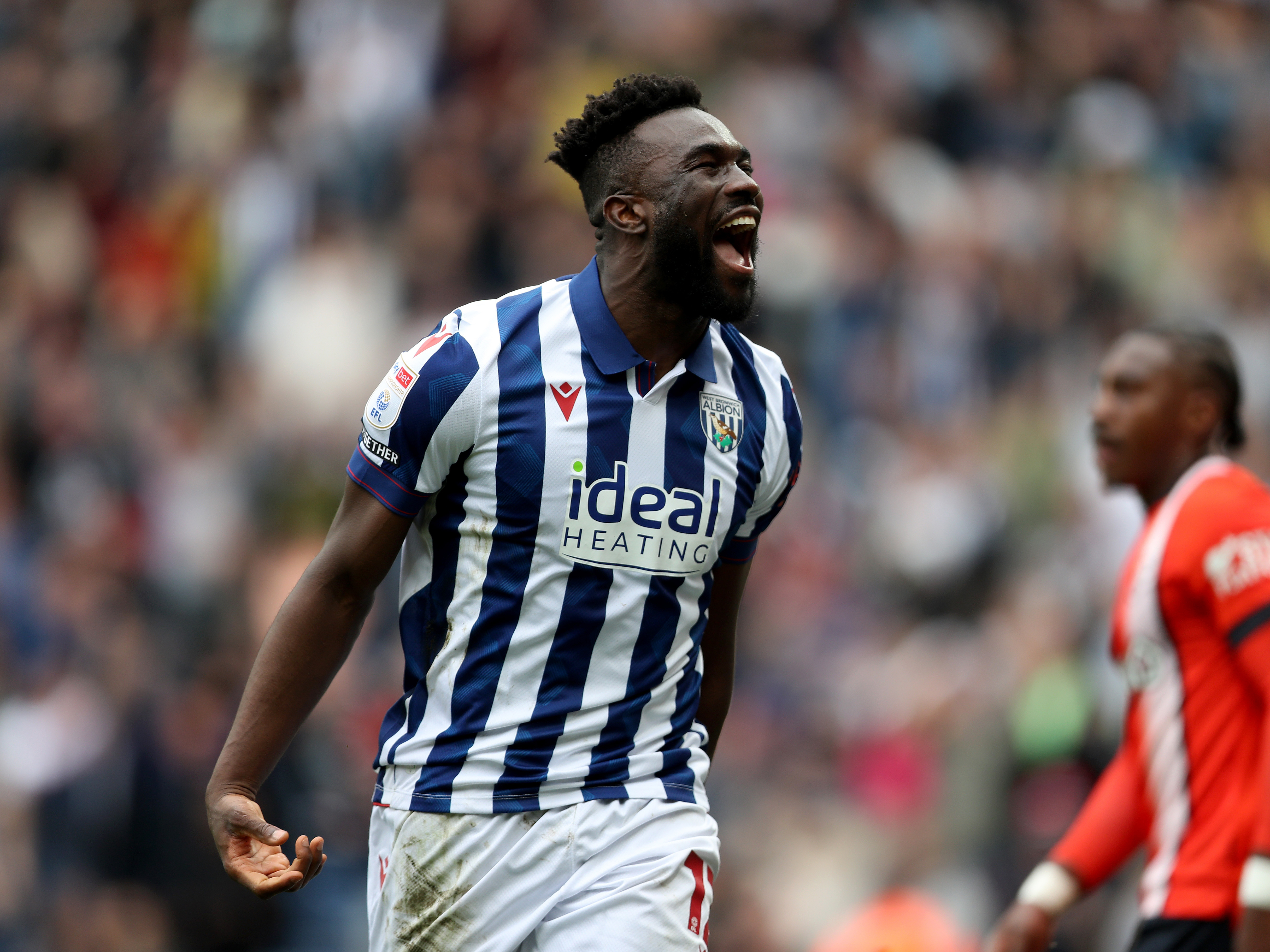An image of Daryl Dike celebrating a goal against Luton