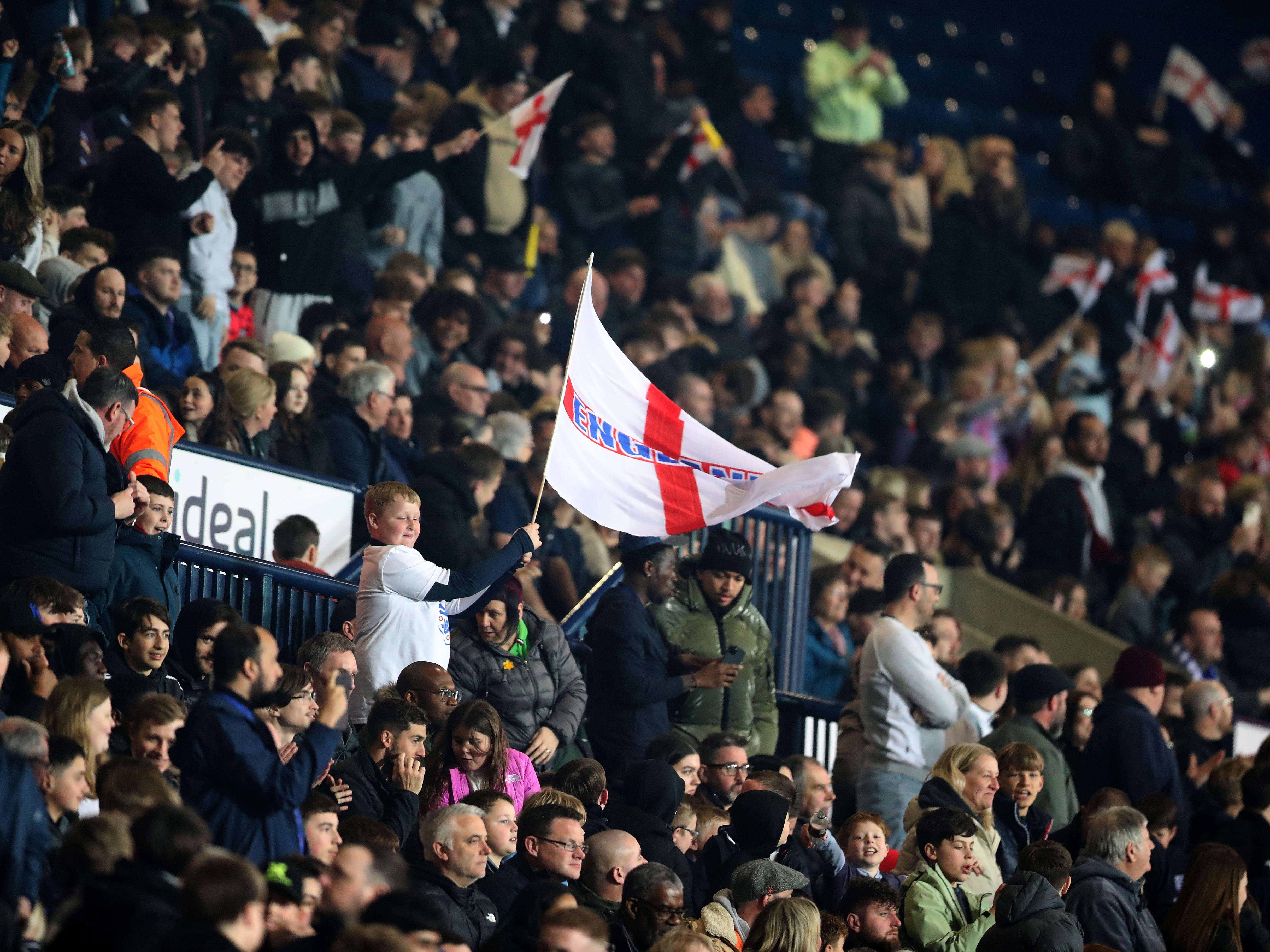 An image of England supporters at The Hawthorns for the U21 international in March 2025