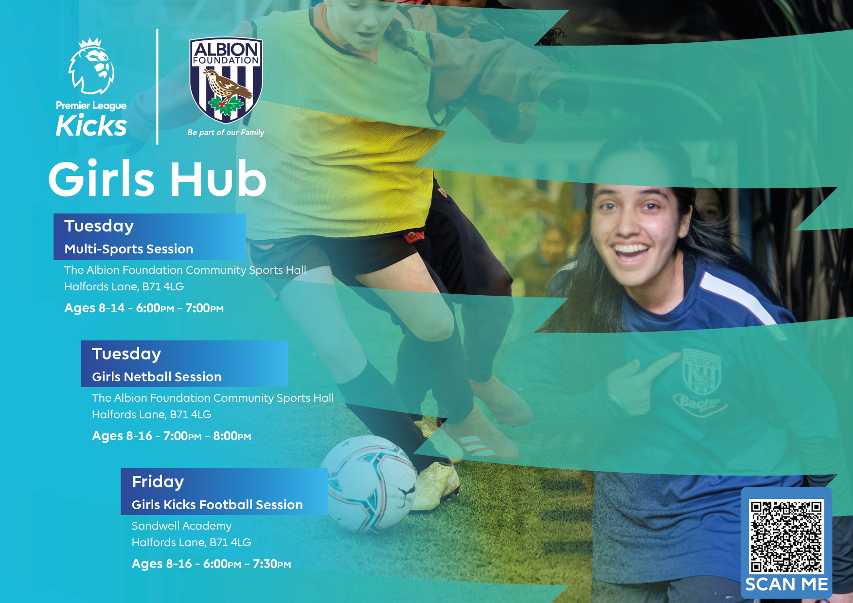 Premier League Kicks Girls Hub Timetable