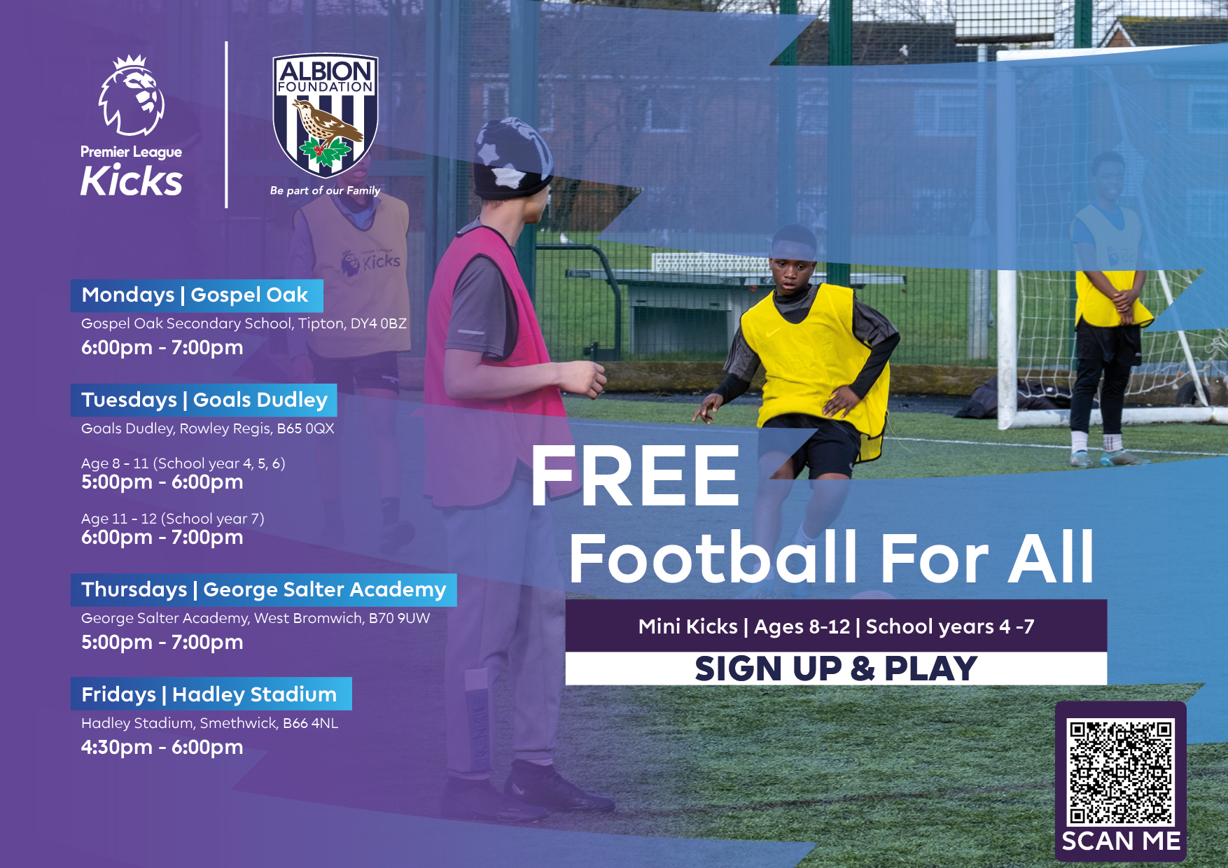 Premier League Kicks 8-12 year olds Timetable