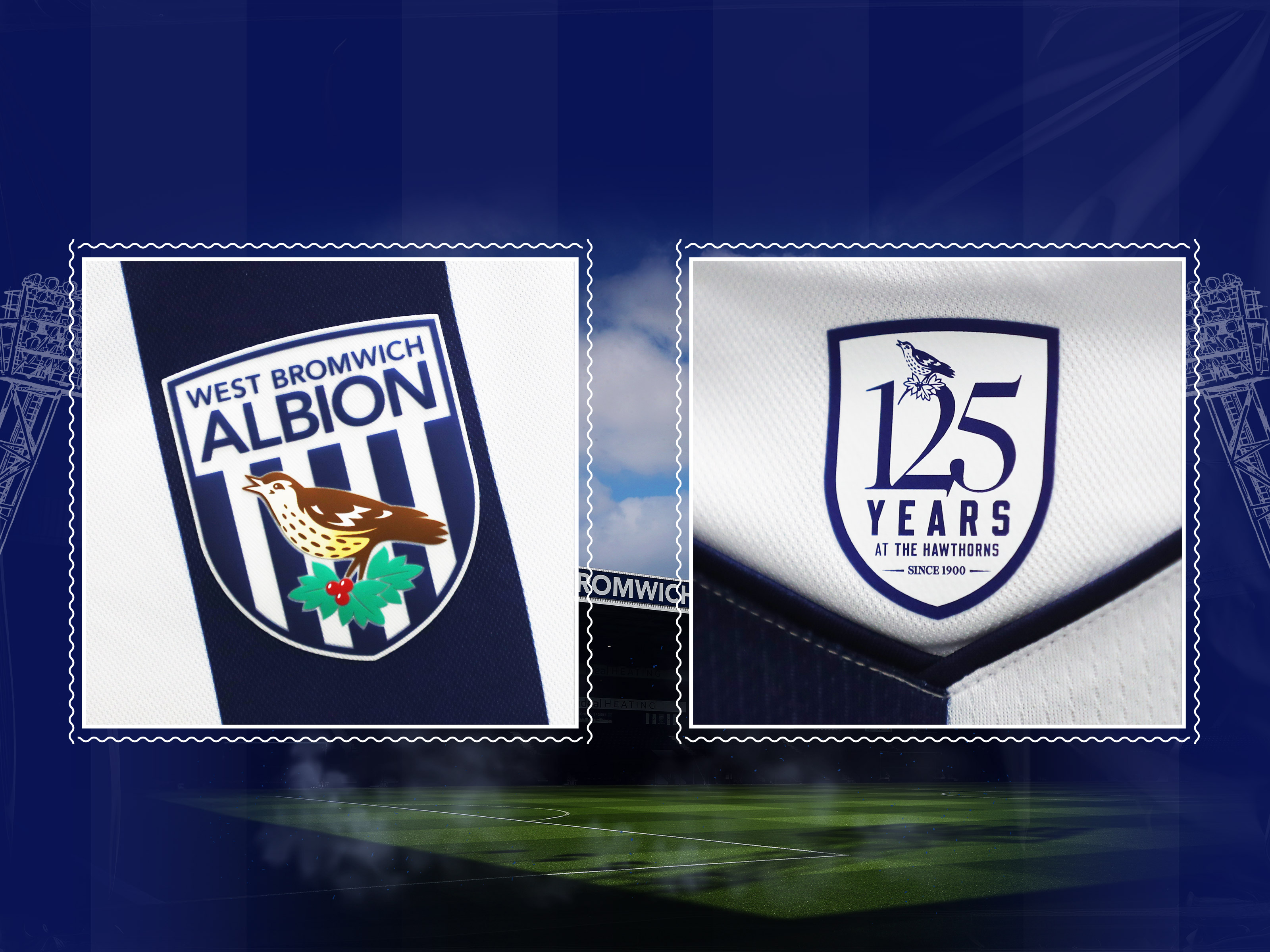 2025/26 Home Kit Close Up Images - Club Crest and 125 at The Hawthorns Logo on Back of Neck