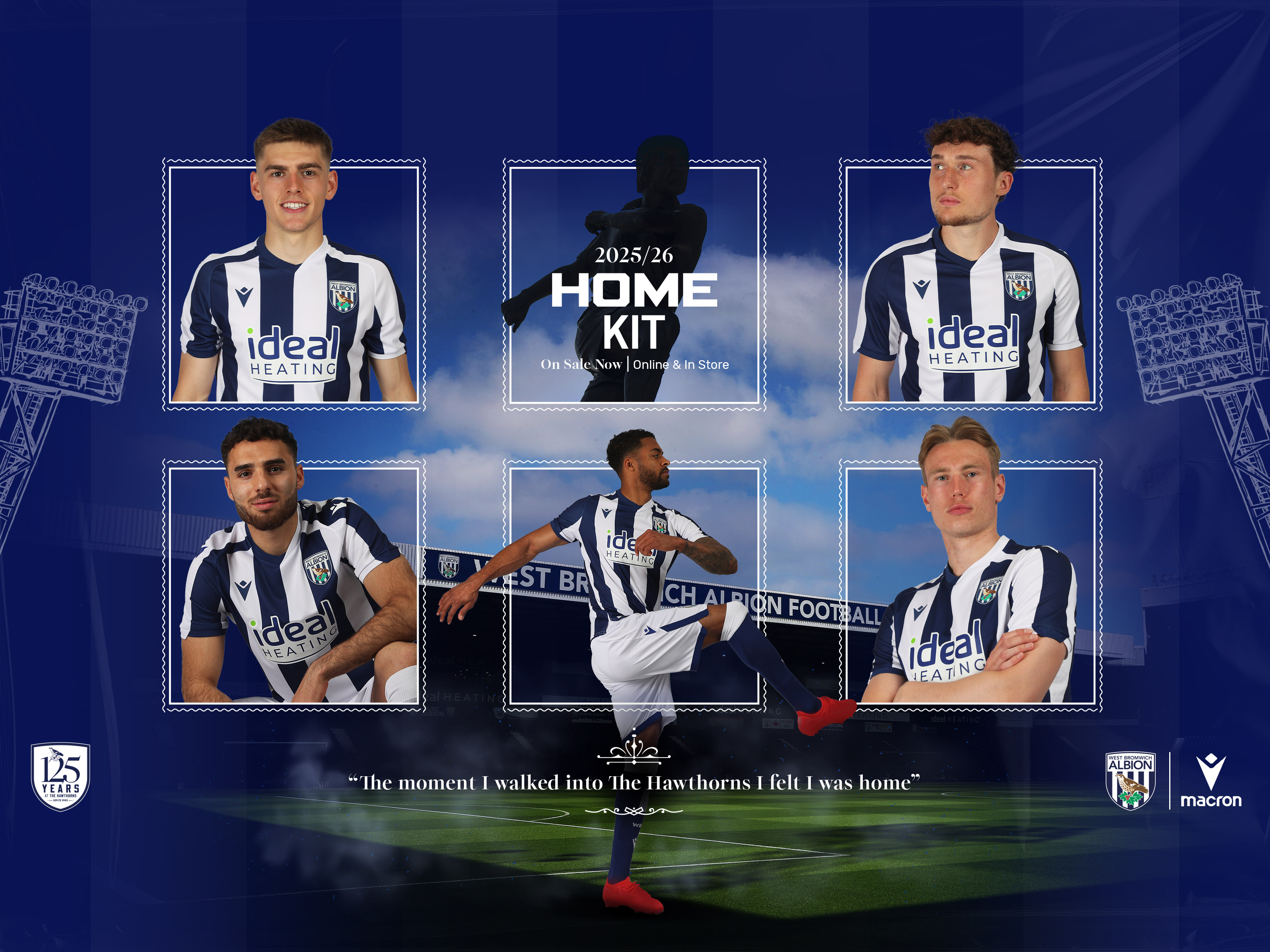 2025/26 Home Kit featuring Tom Fellows, Callum Styles, Tammer many, Darnell Furlong and Torbjørn Heggem