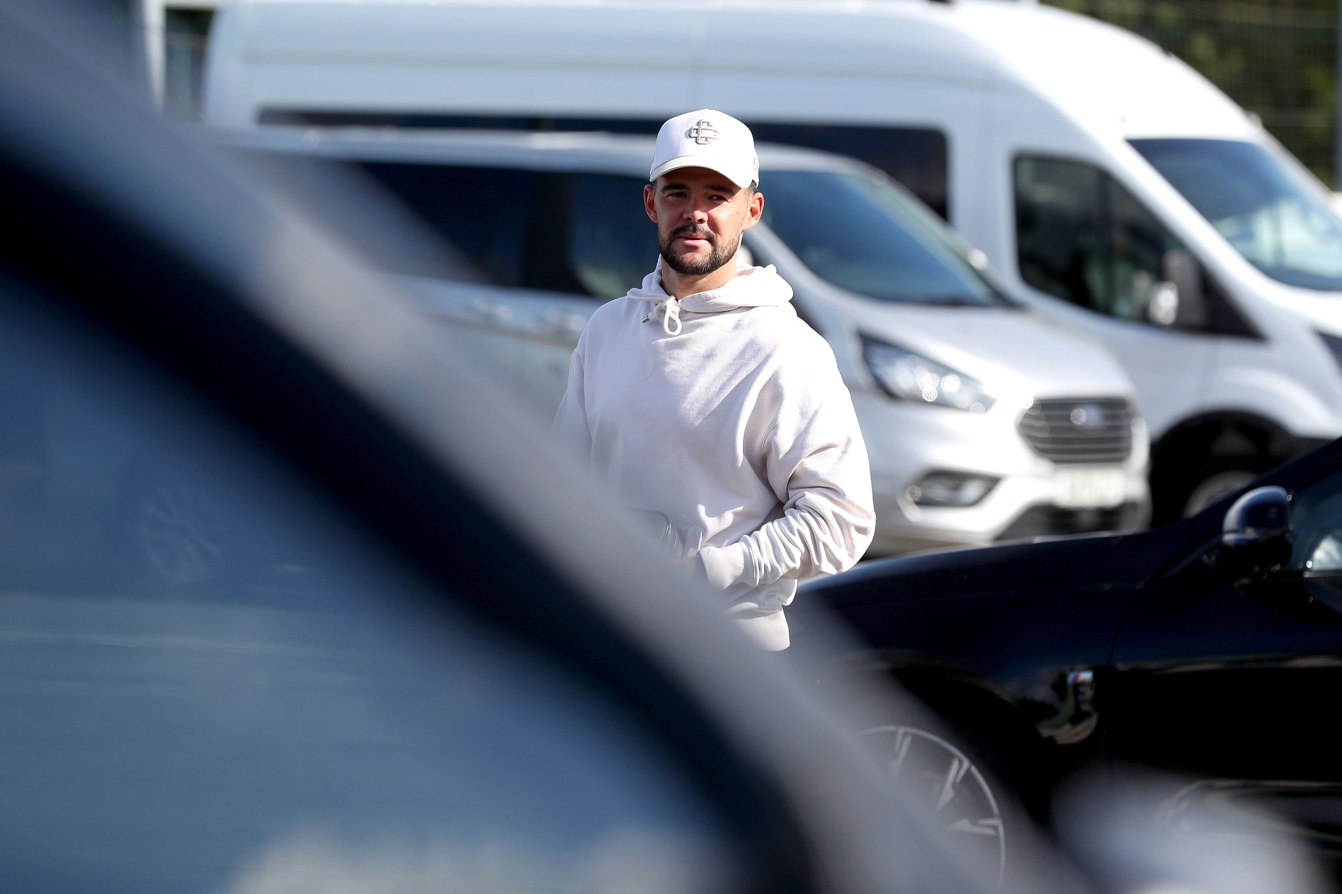 Alex Mowatt arriving at the training ground for the first day of pre-season