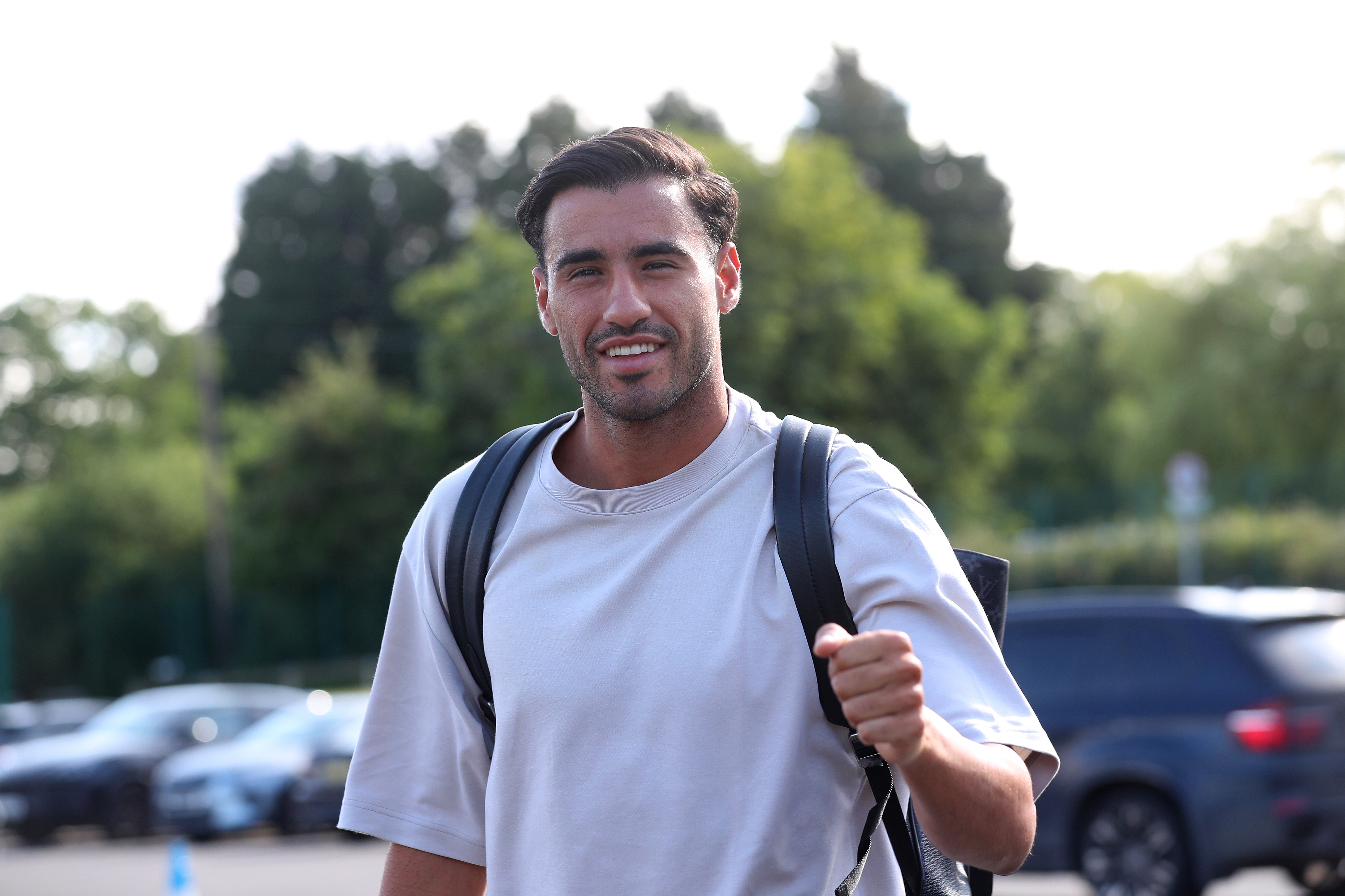 Gianluca Frabotta arriving at the training ground for the first day of pre-season