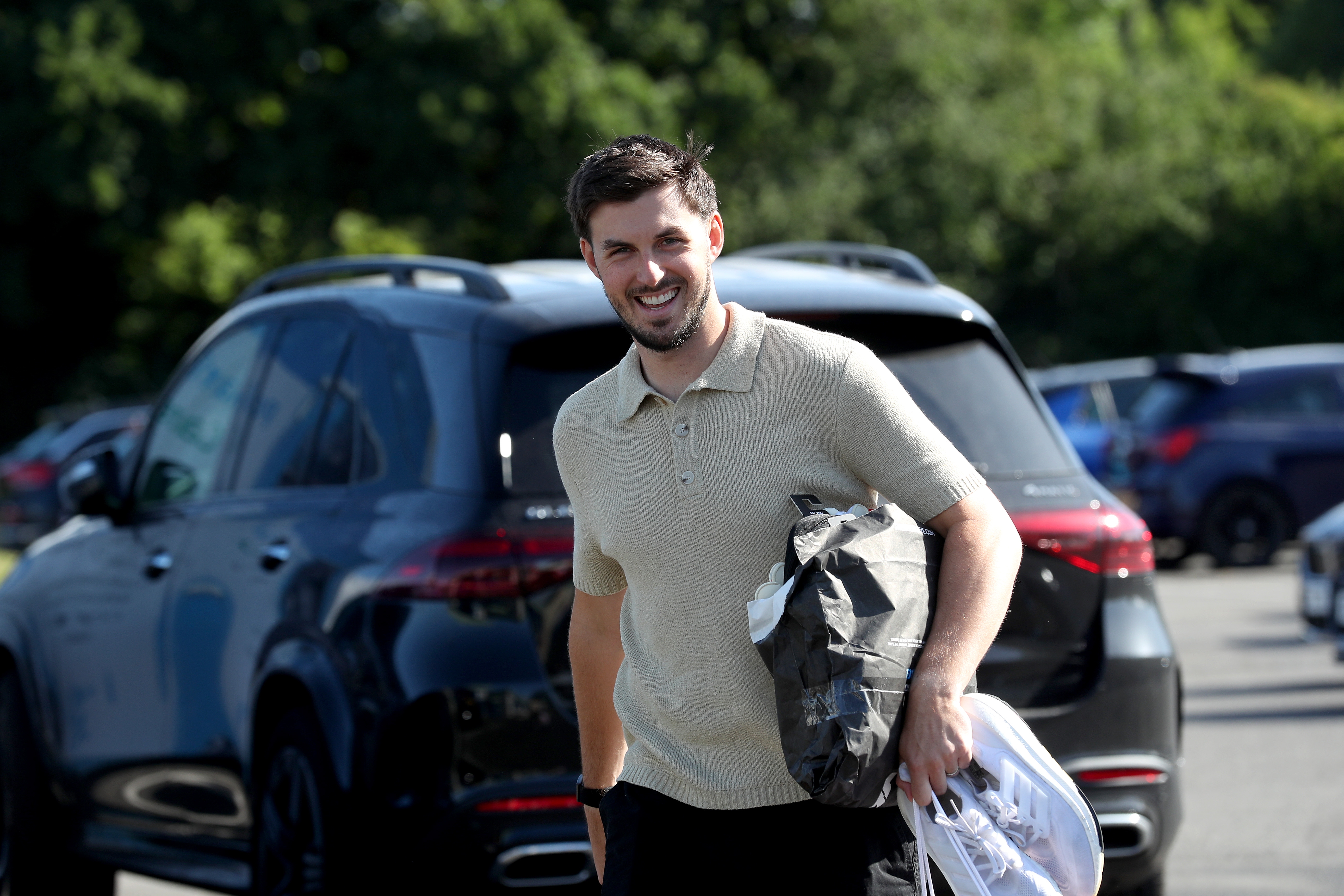 Joe Wildsmith arriving at the training ground for the first day of pre-season