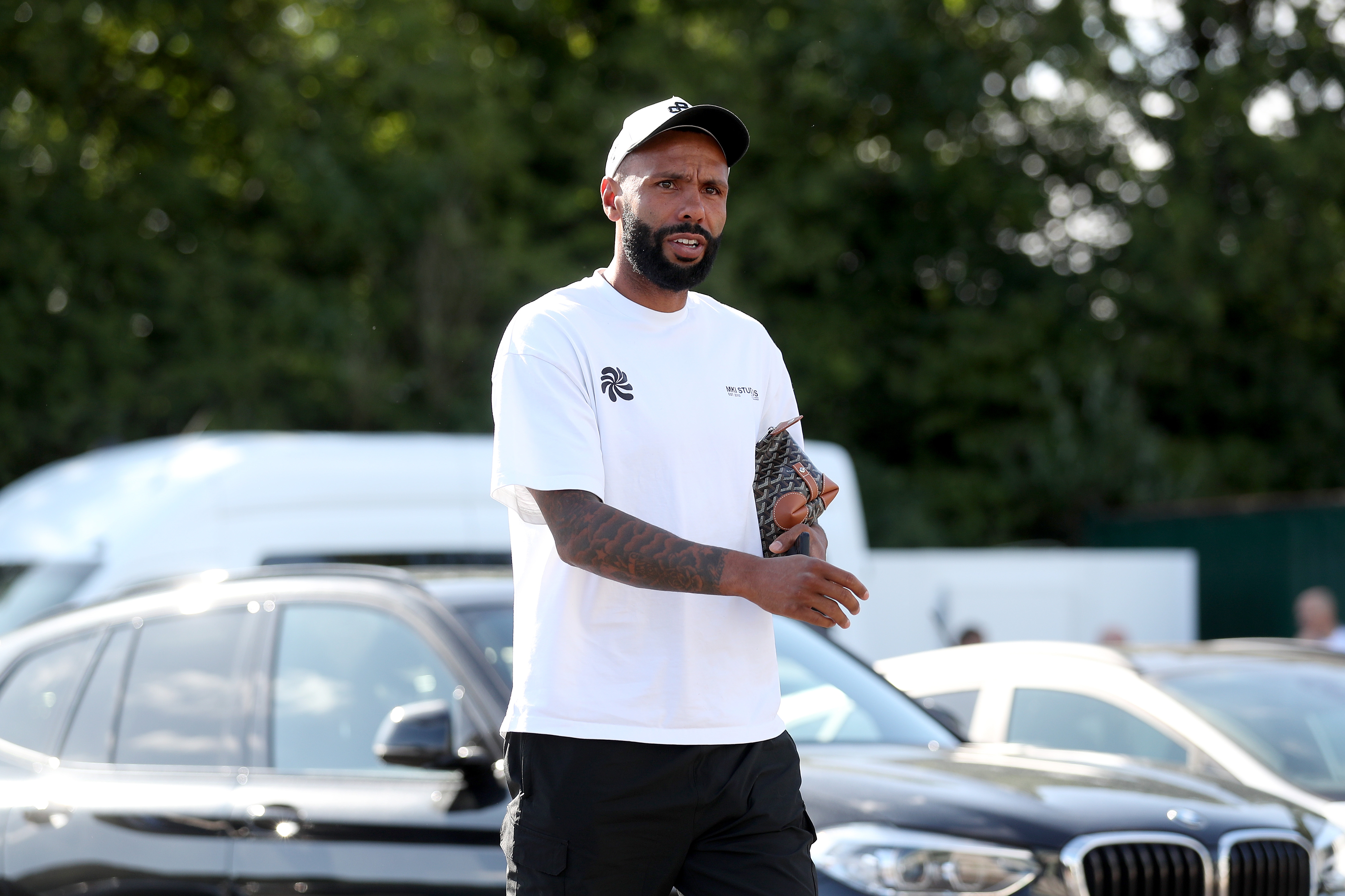 Kyle Bartley arriving at the training ground for the first day of pre-season
