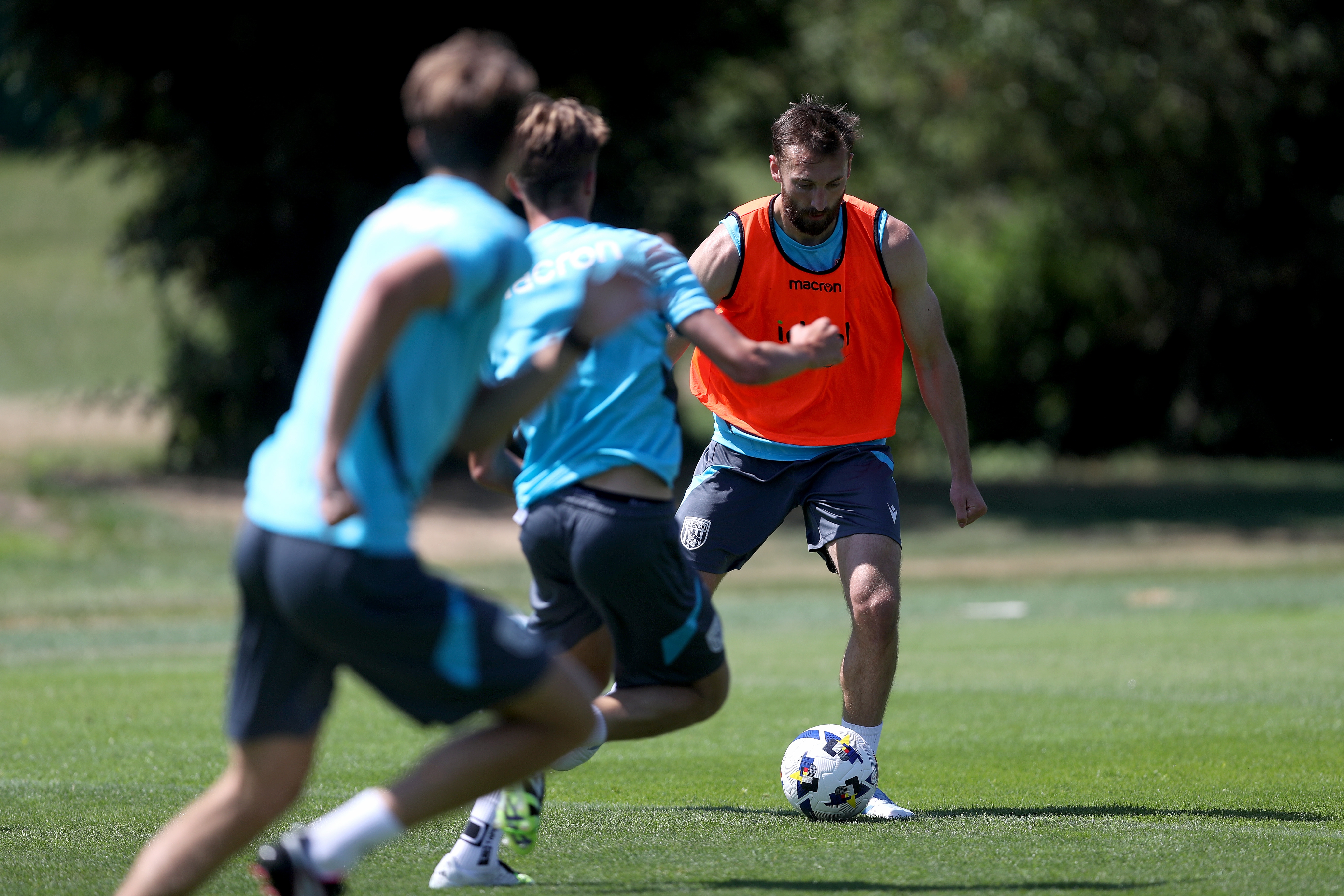 Nat Phillips on the ball during a training session