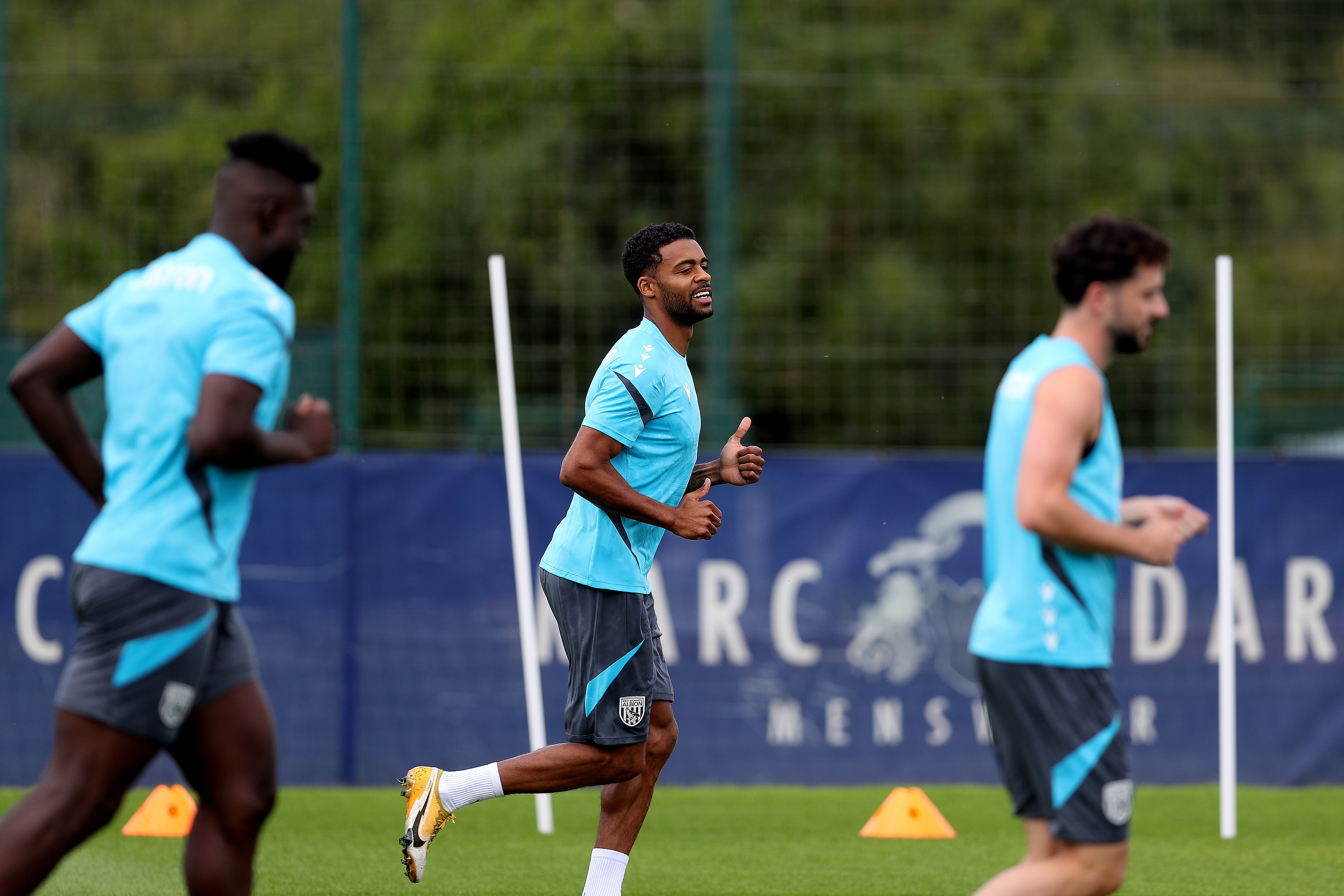Darnell Furlong smiling during a training session