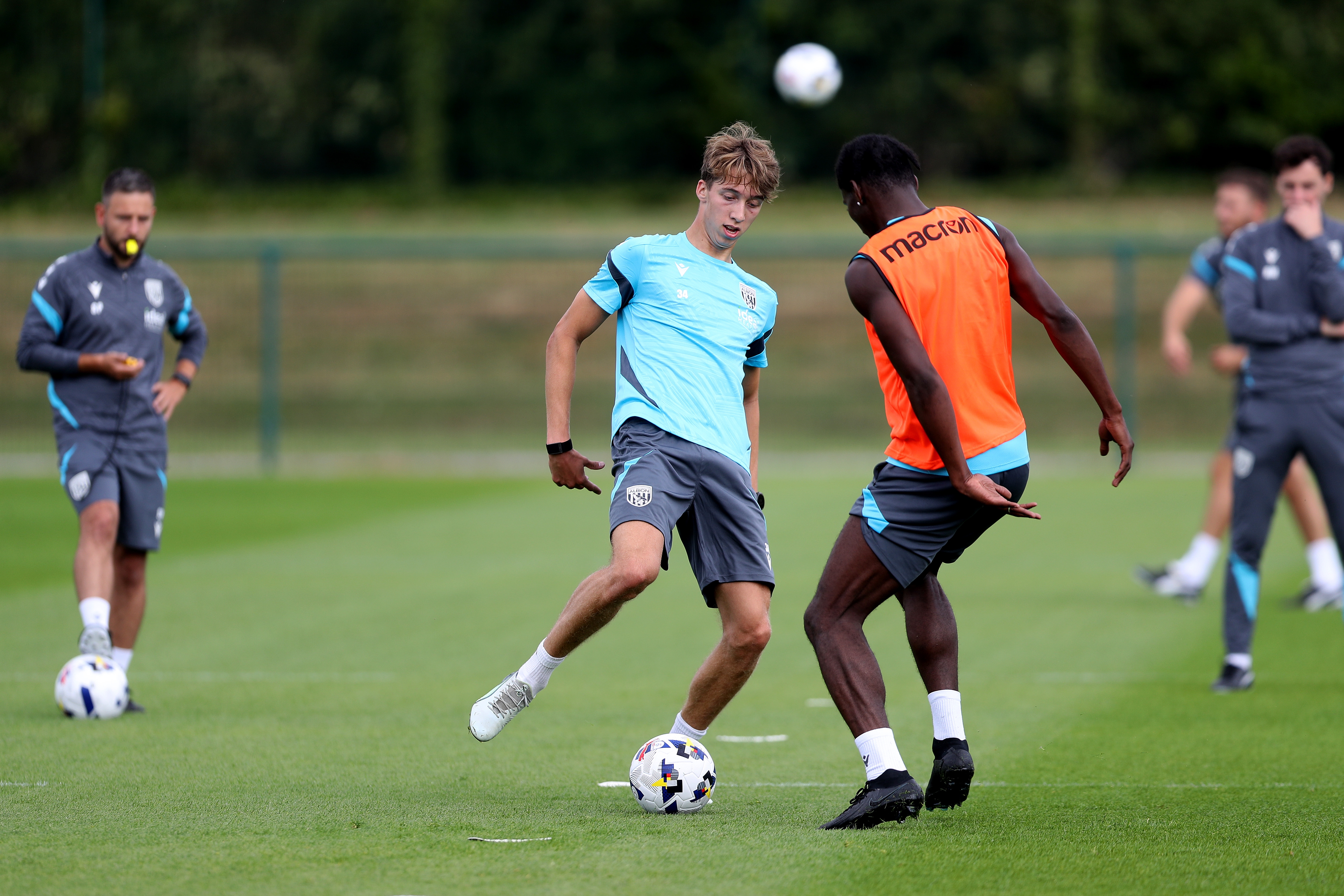 Harry Whitwell on the ball during a training session