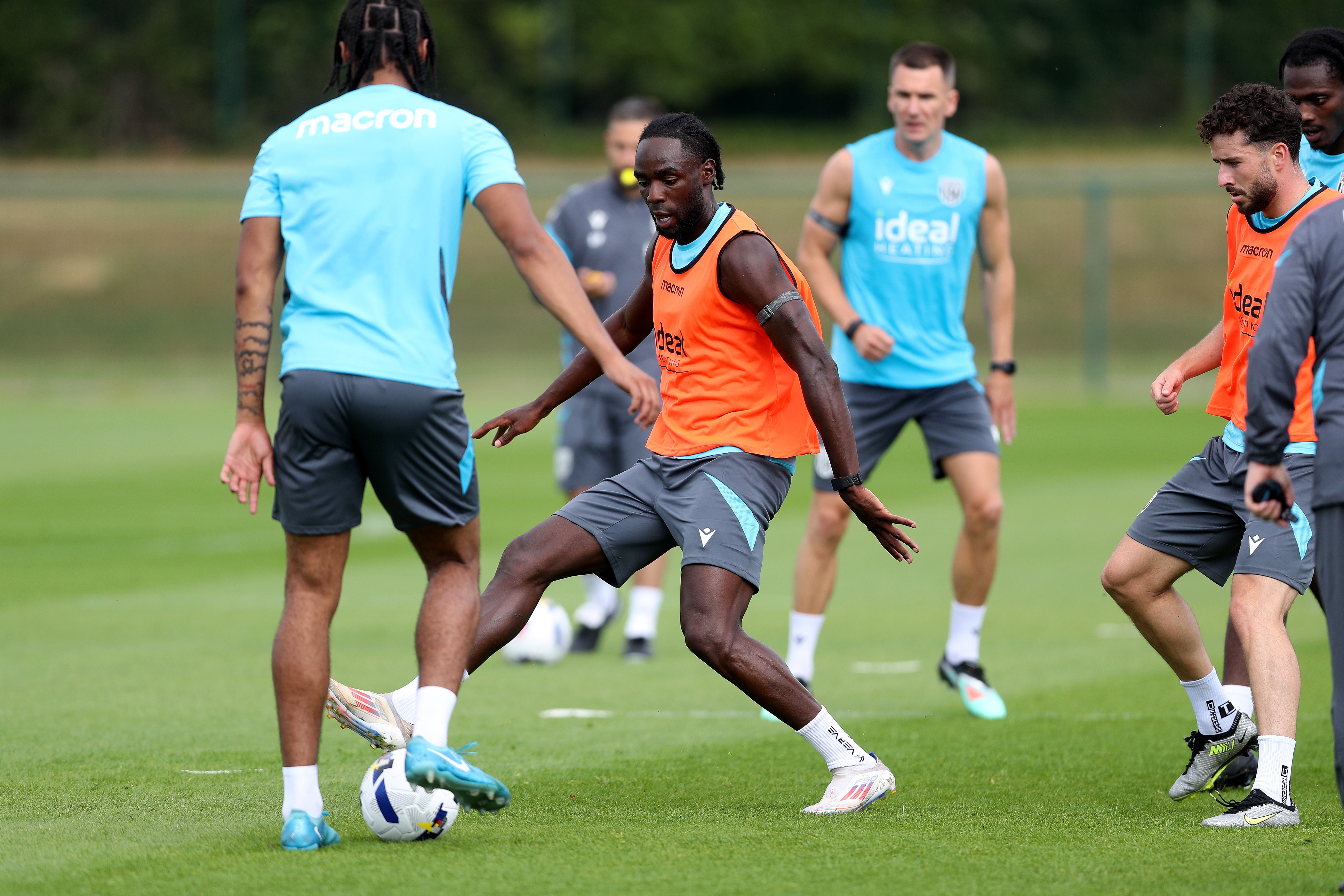 Devante Cole looking to intercept the ball during a training session