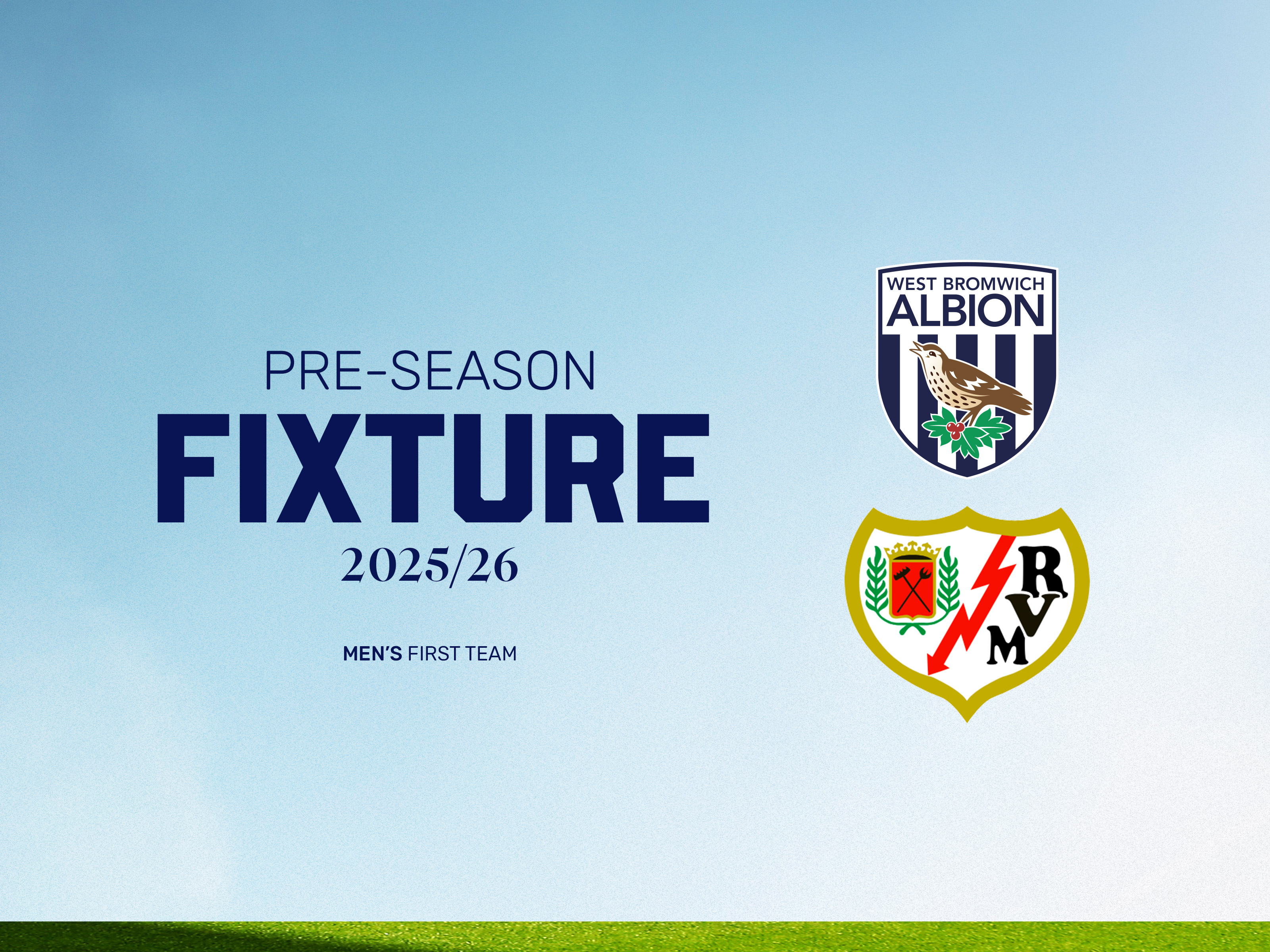 A pre-season graphic showing the badges of Albion and Rayo Vallecano