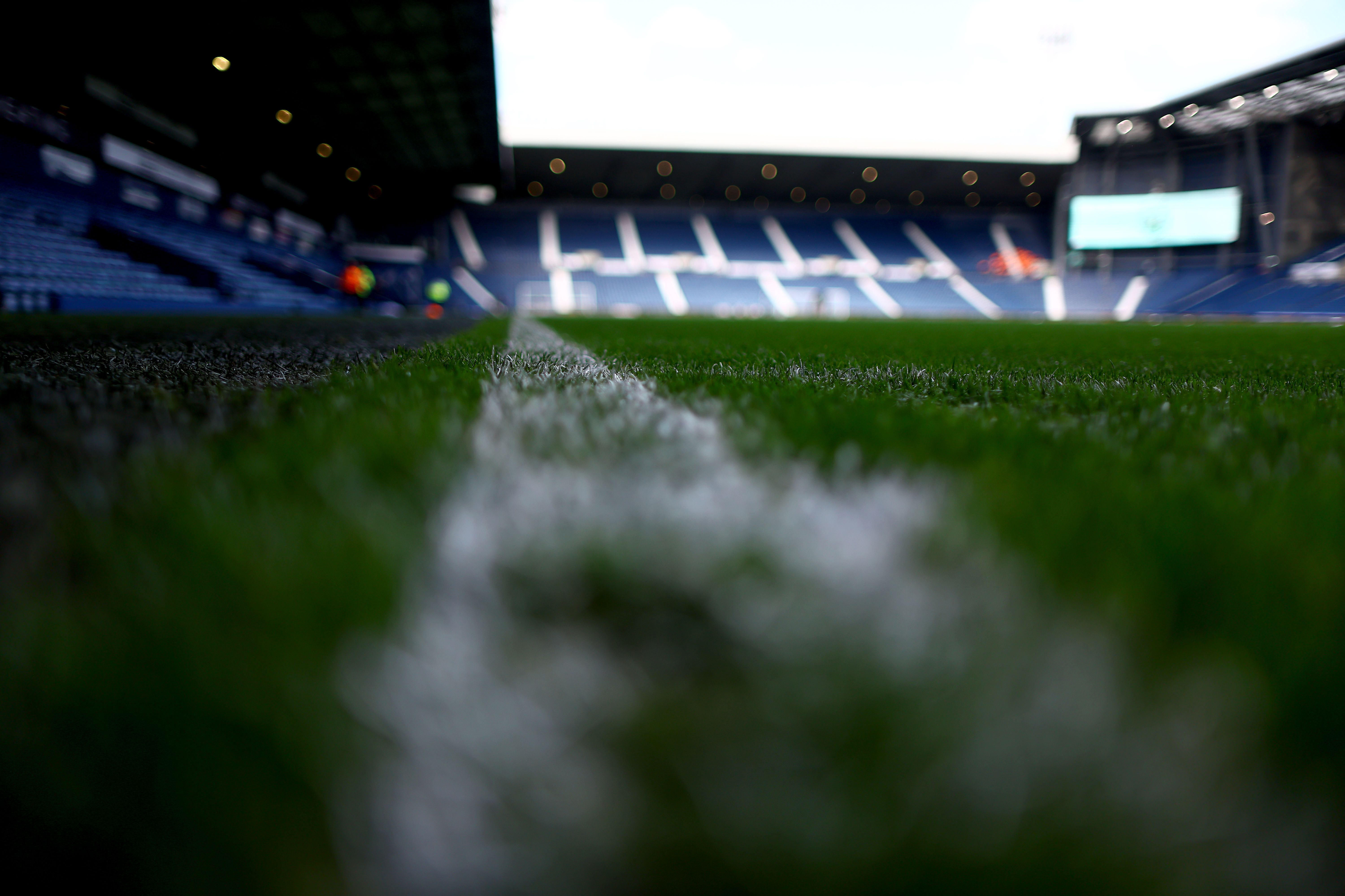 A general view of The Hawthorns from pitch level