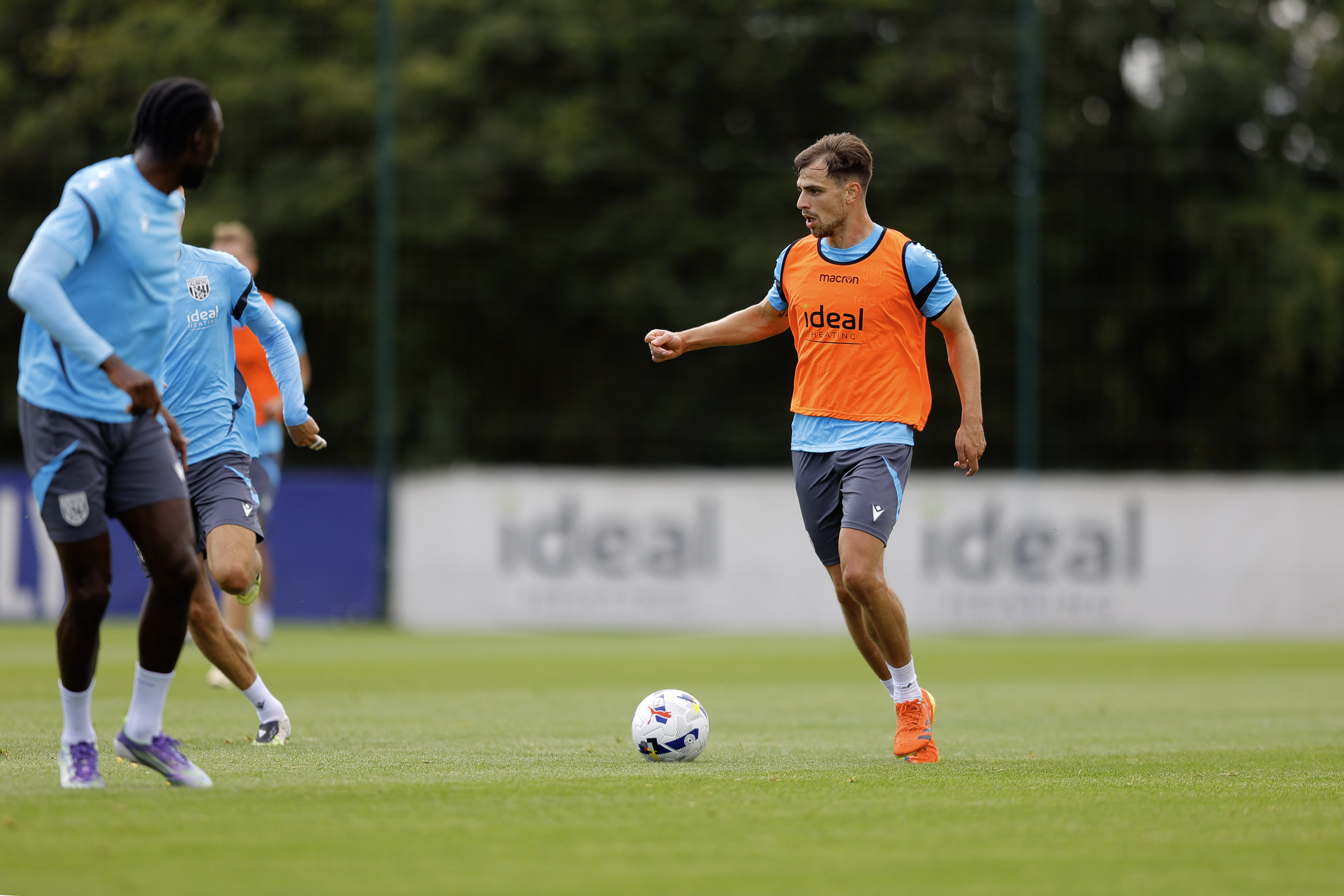 Jayson Molumby on the ball during training 
