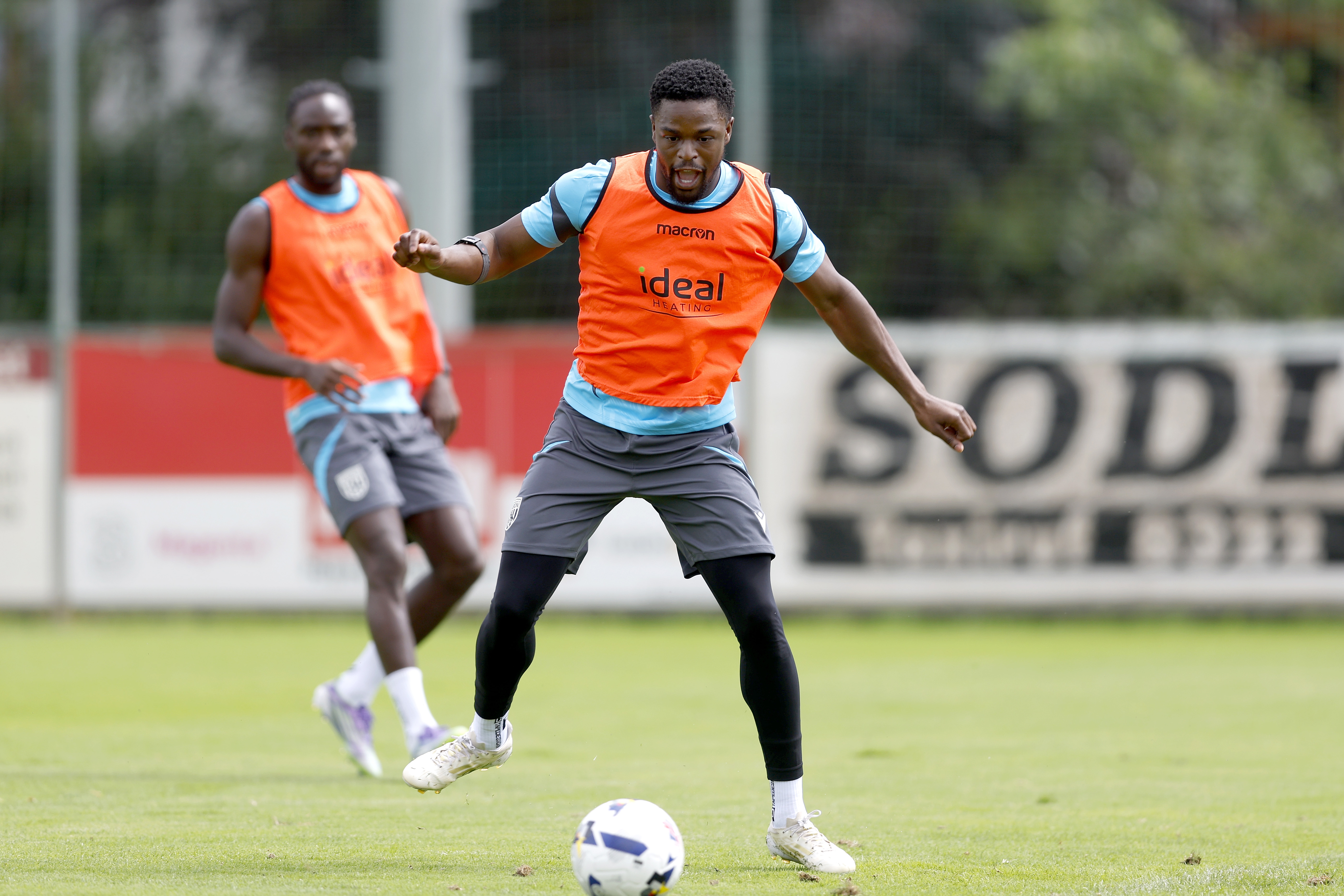 Josh Maja on the ball during a training session in Austria