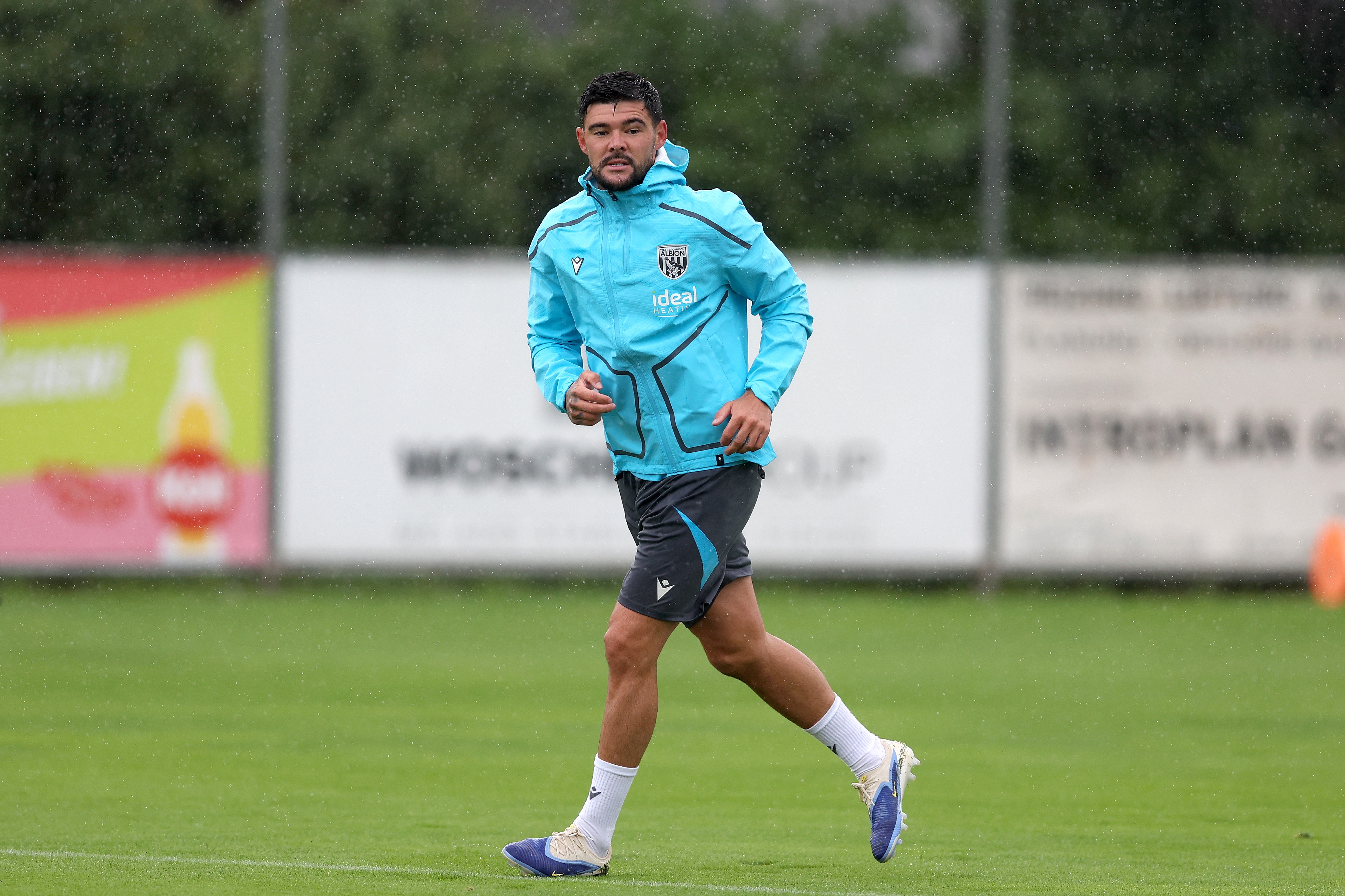 Alex Mowatt during a training session in the rain