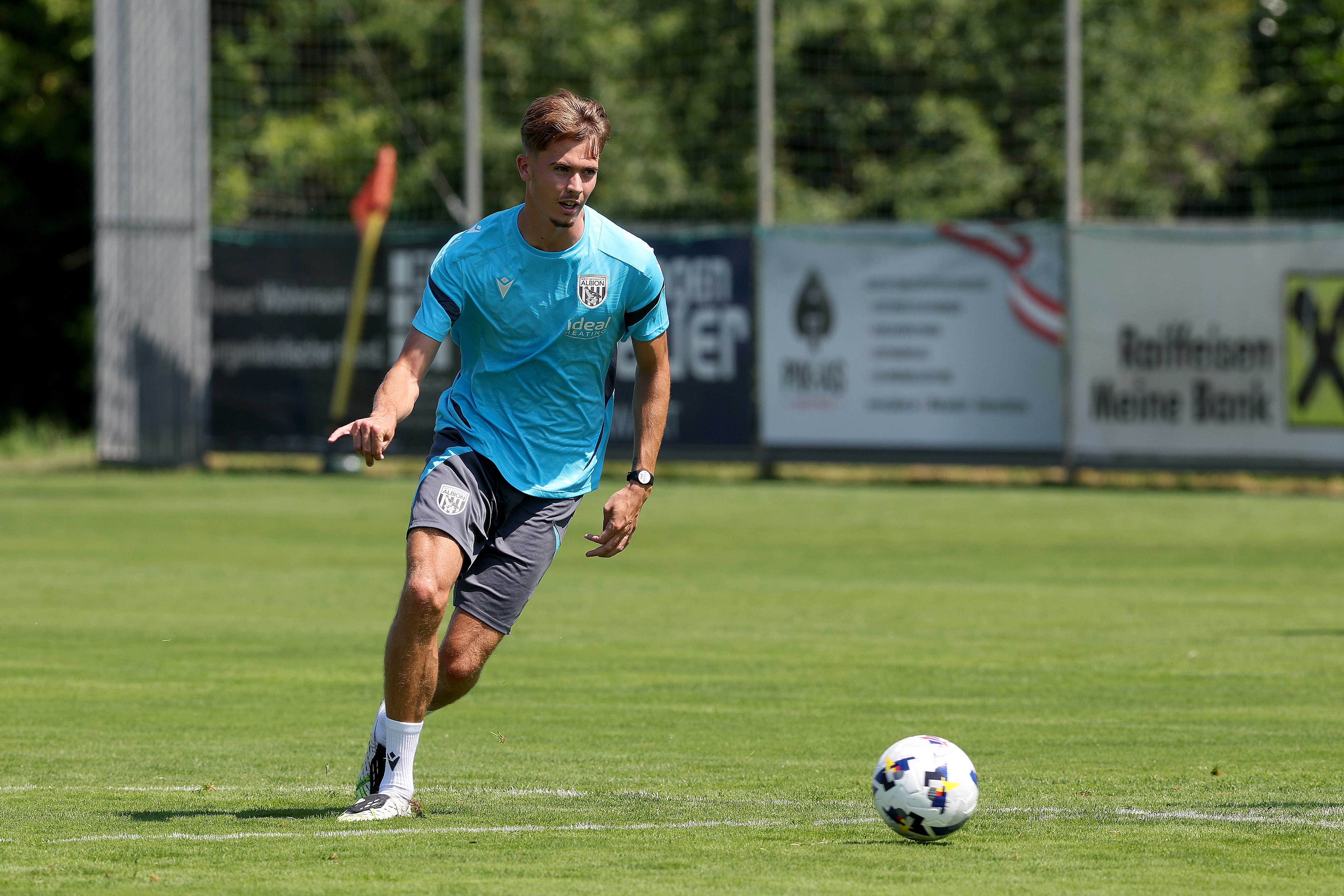 Isaac Price on the ball during a training session