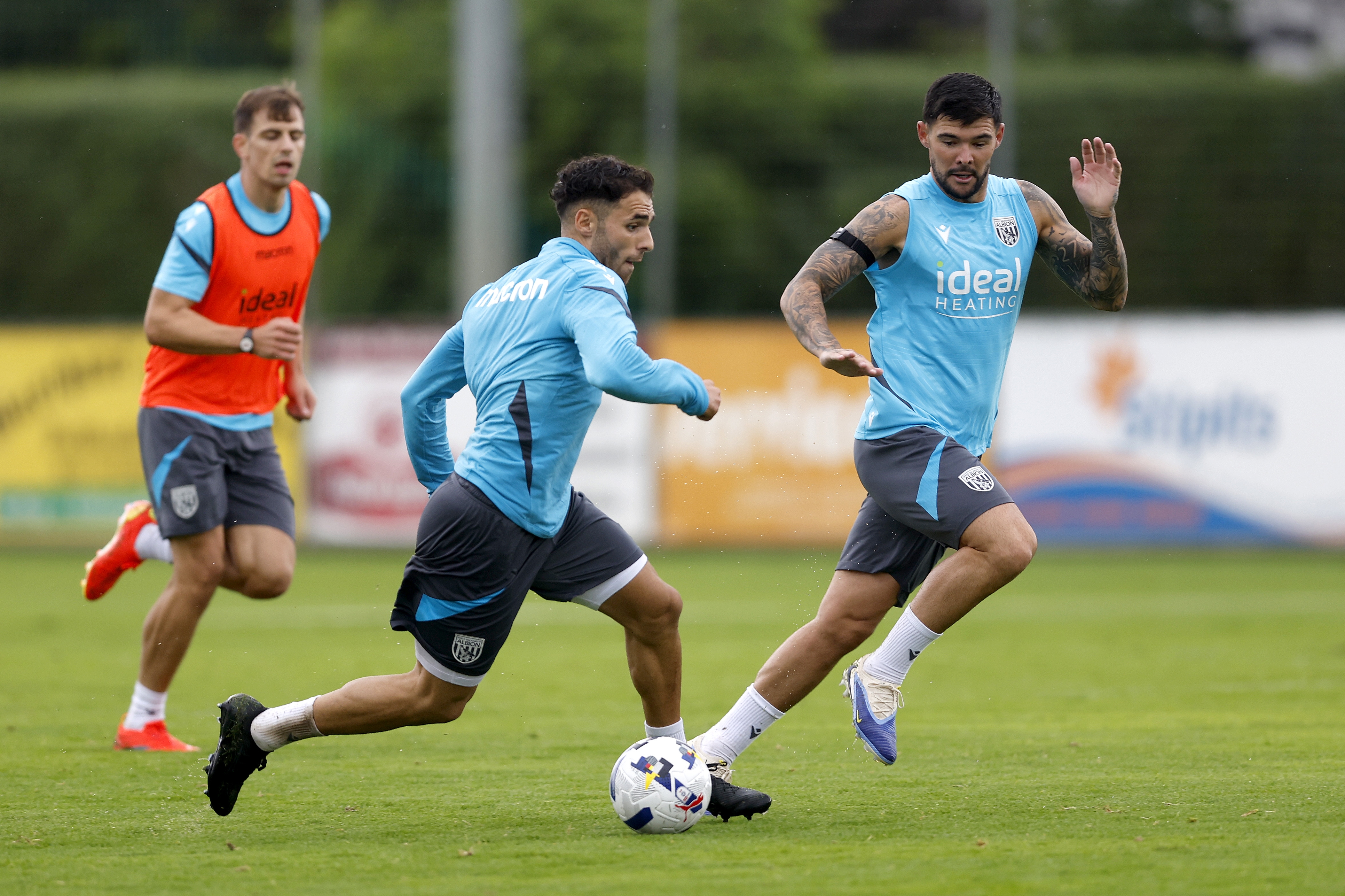 Tammer Bany on the ball during a training session in the rain