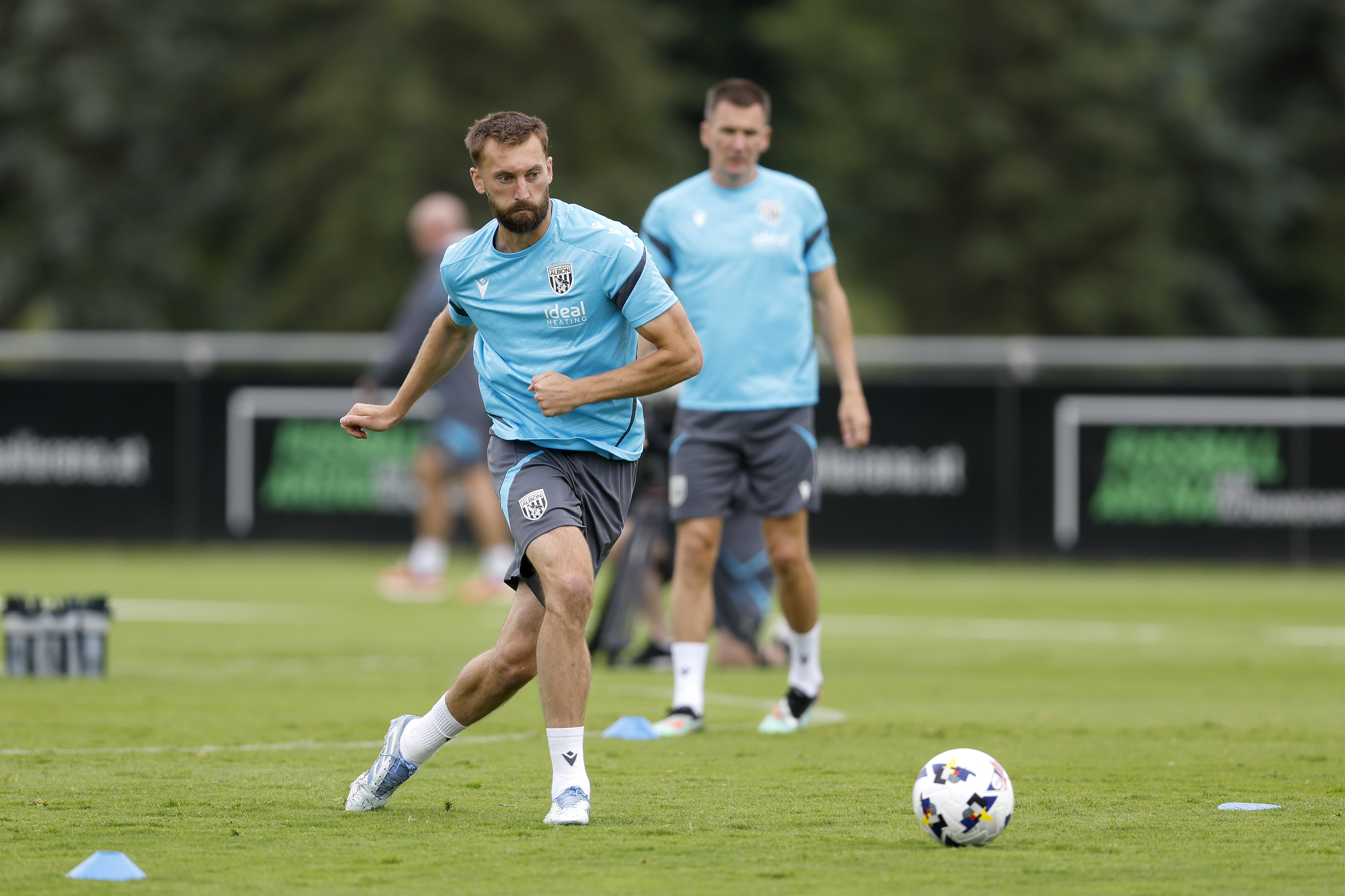 Nat Phillips on the ball during training 