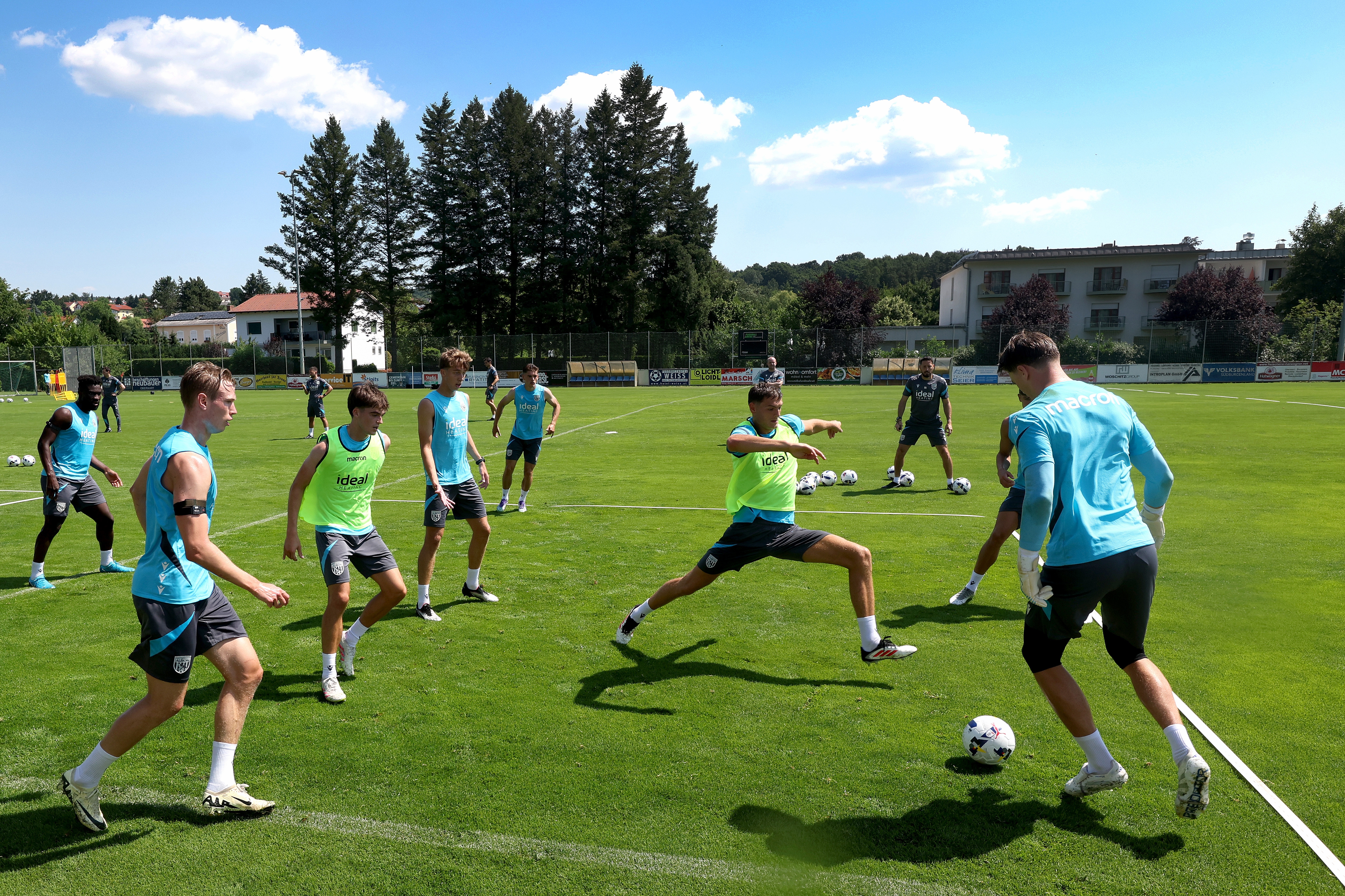 Several players involved in a small-sided game in training