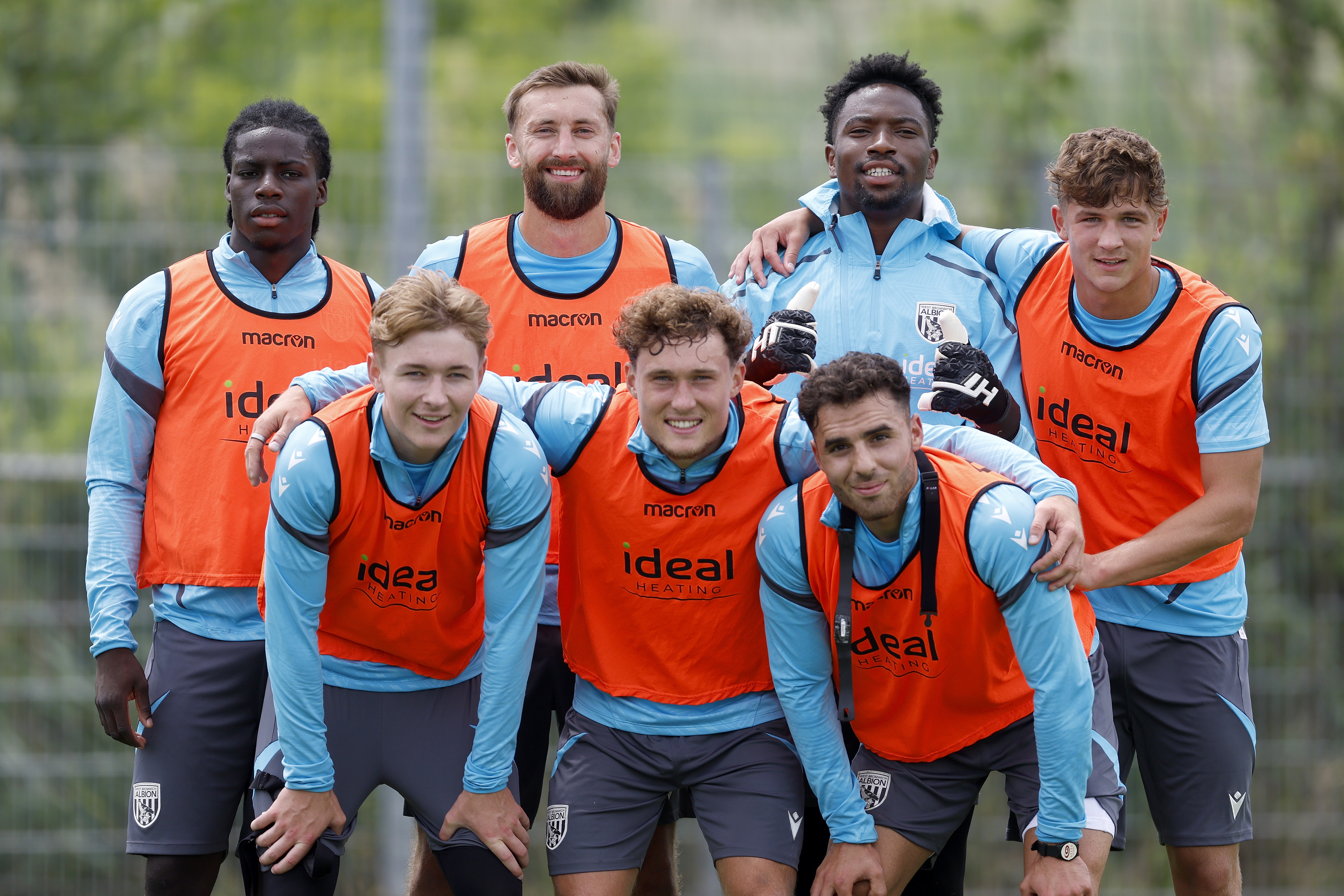 The winning team from a training tournament pose for a team photo. Back row Mo Diomande, Nat Phillips, Ben Cisse & Cole Deeming. Front row Ollie Bostock, Callum Styles and Tammer Bany