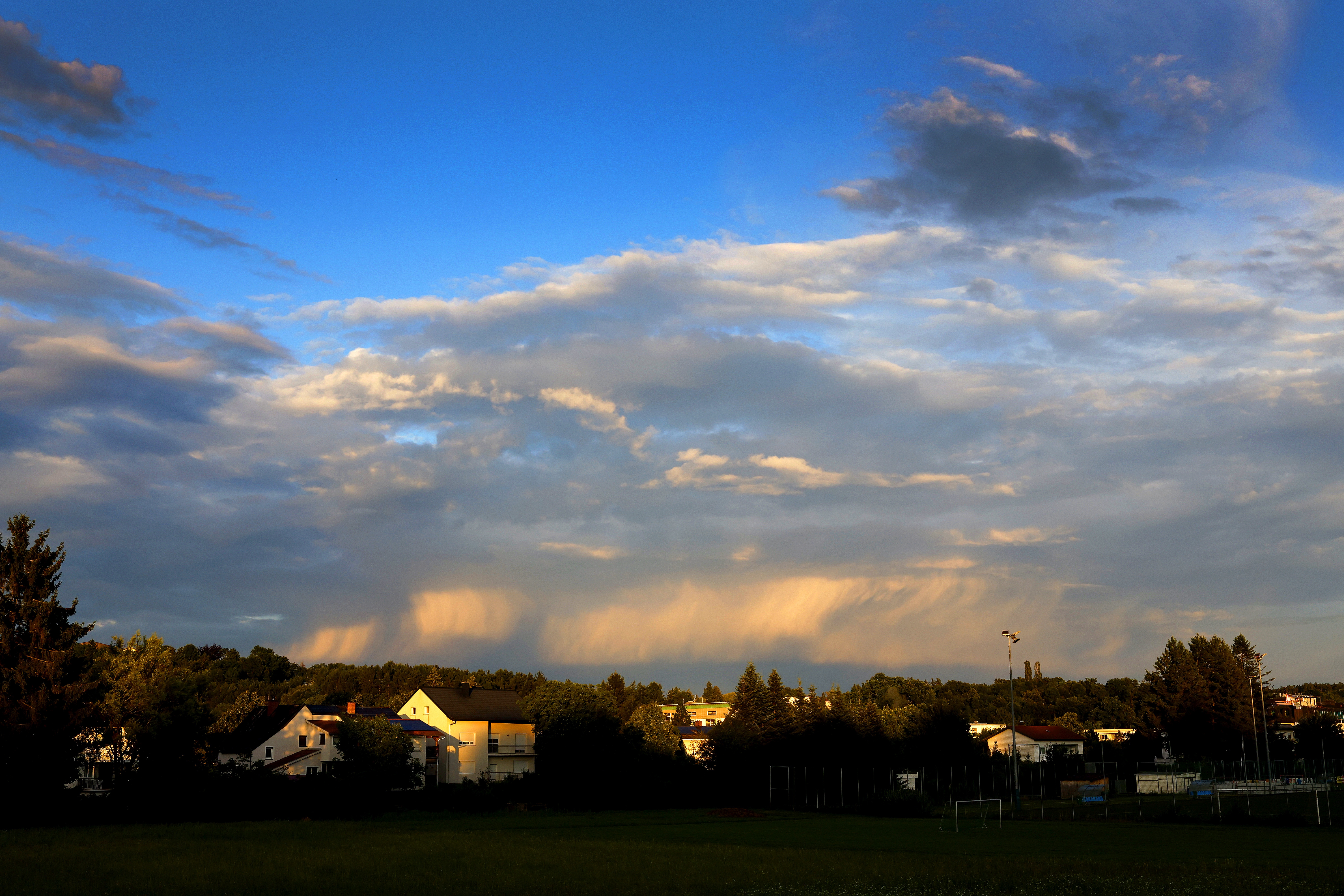 Rain falling over the hills in Austria