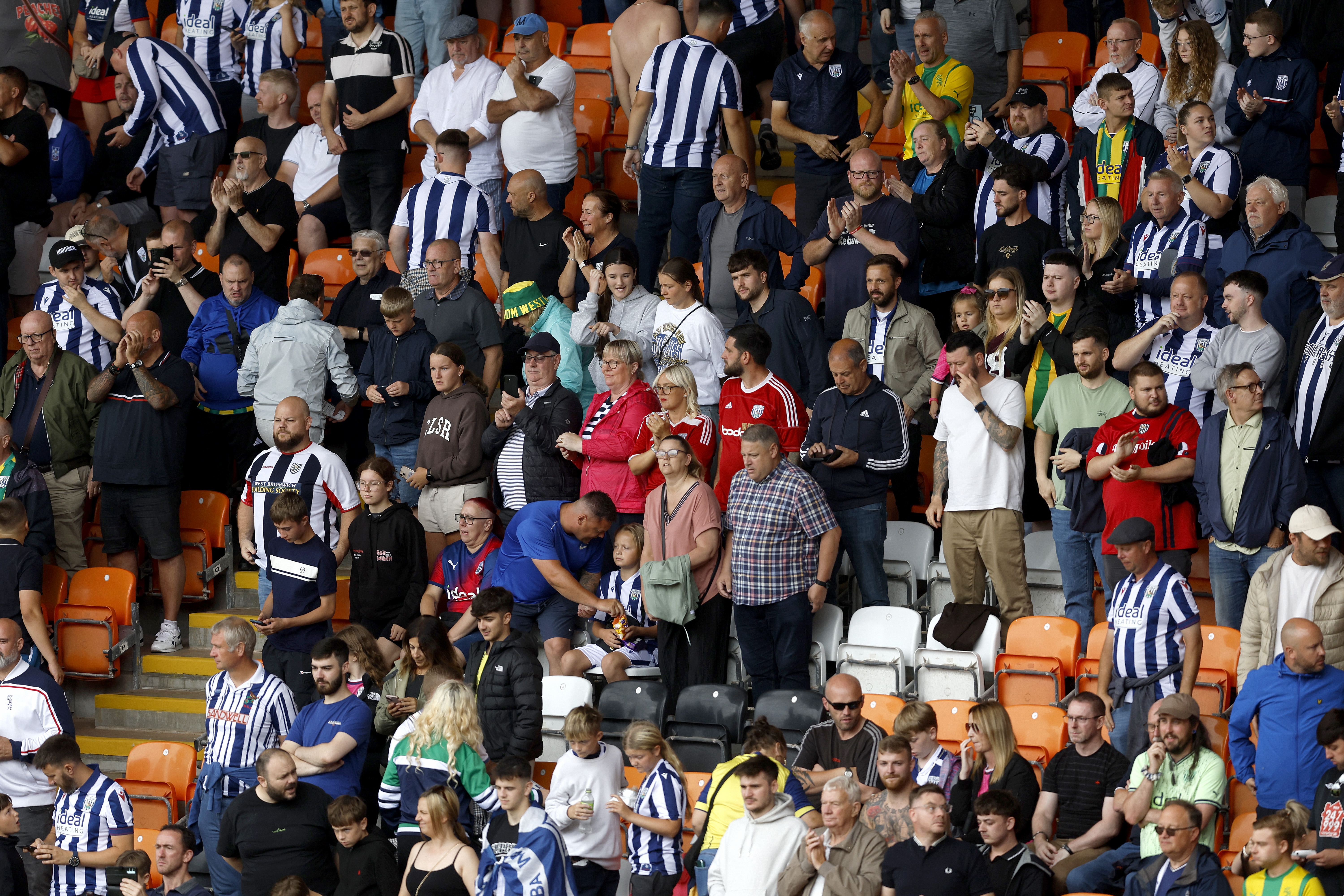 General view of several WBA fans at Blackpool