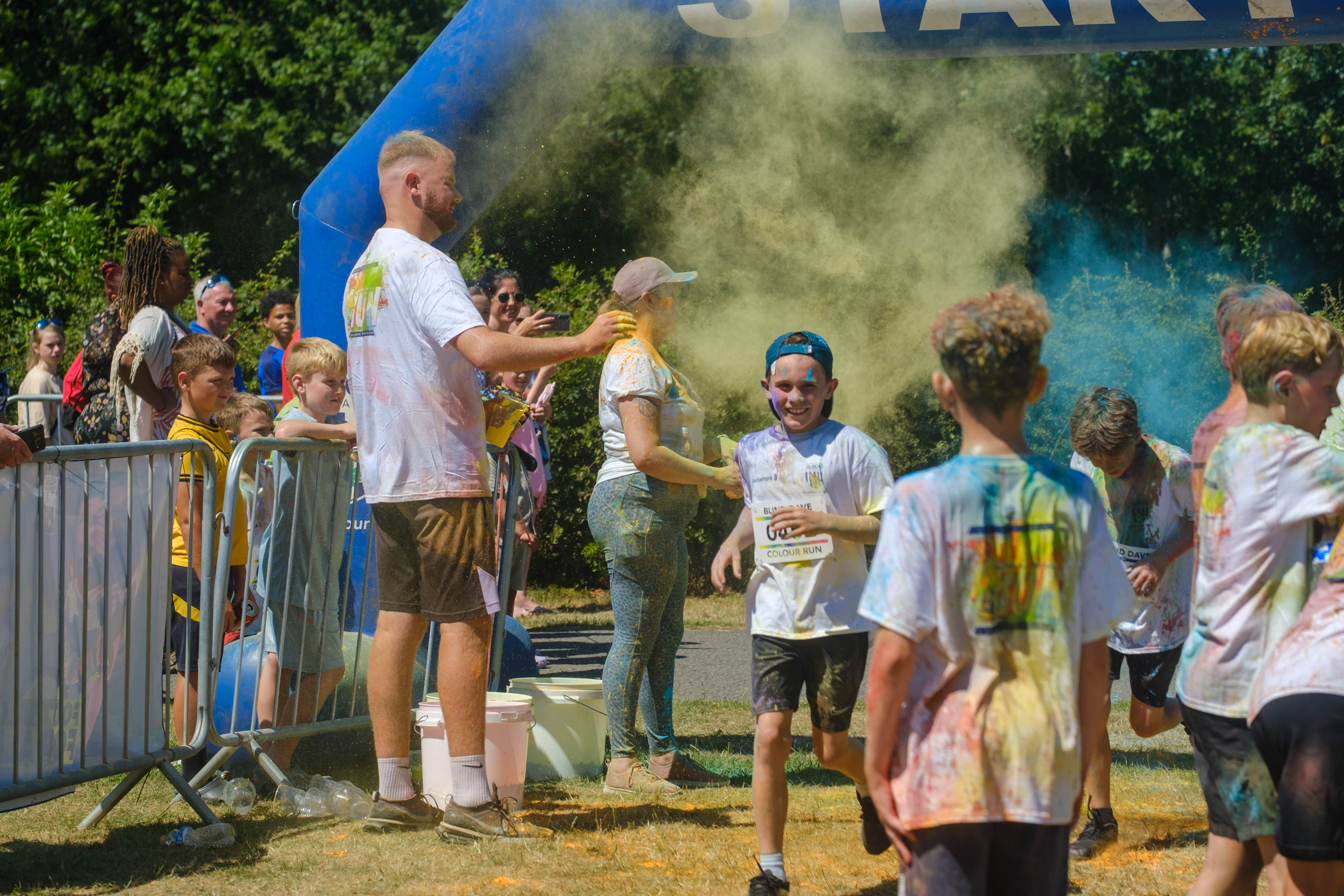 Young participants in the finish area.