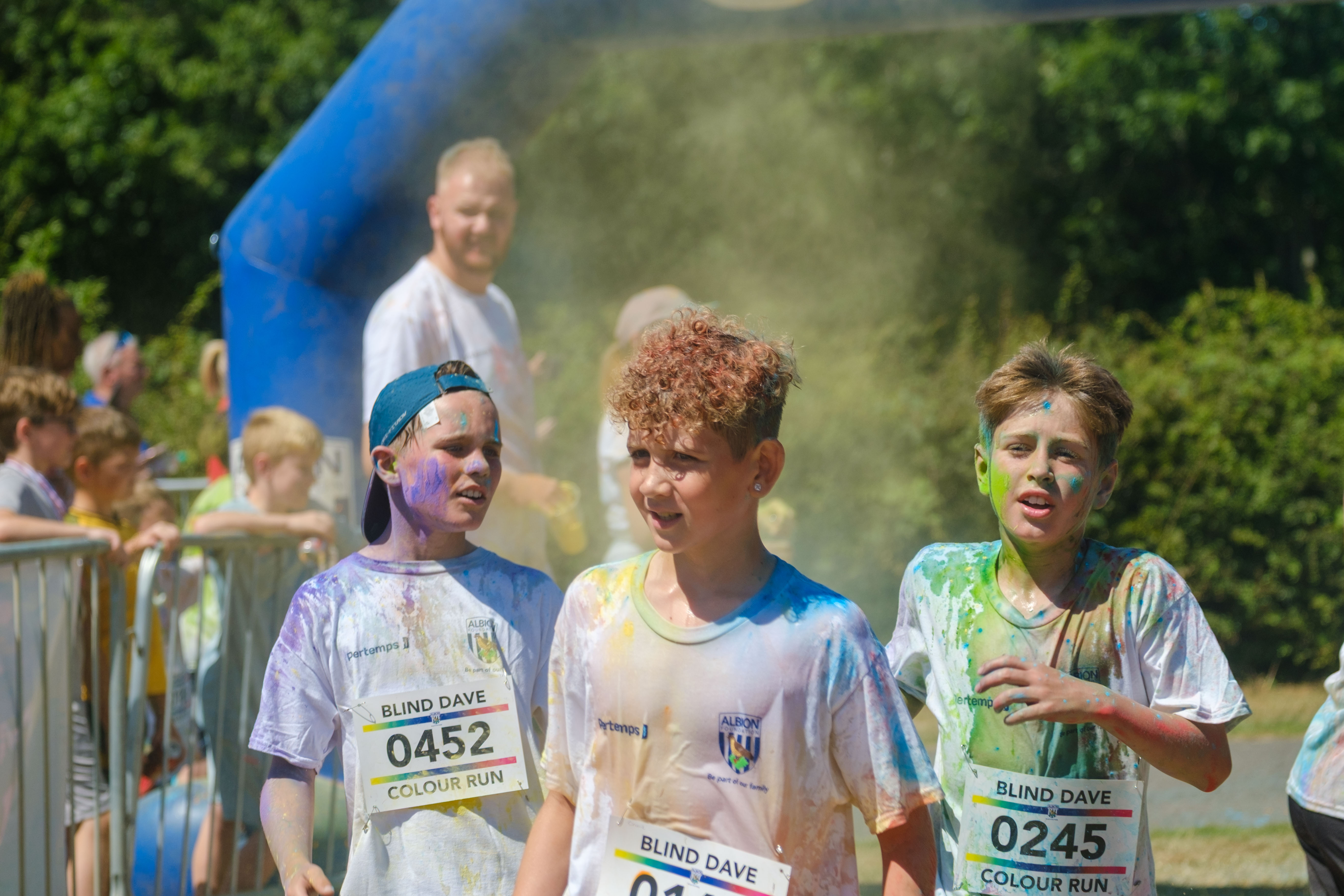 Young participants in the finish area.