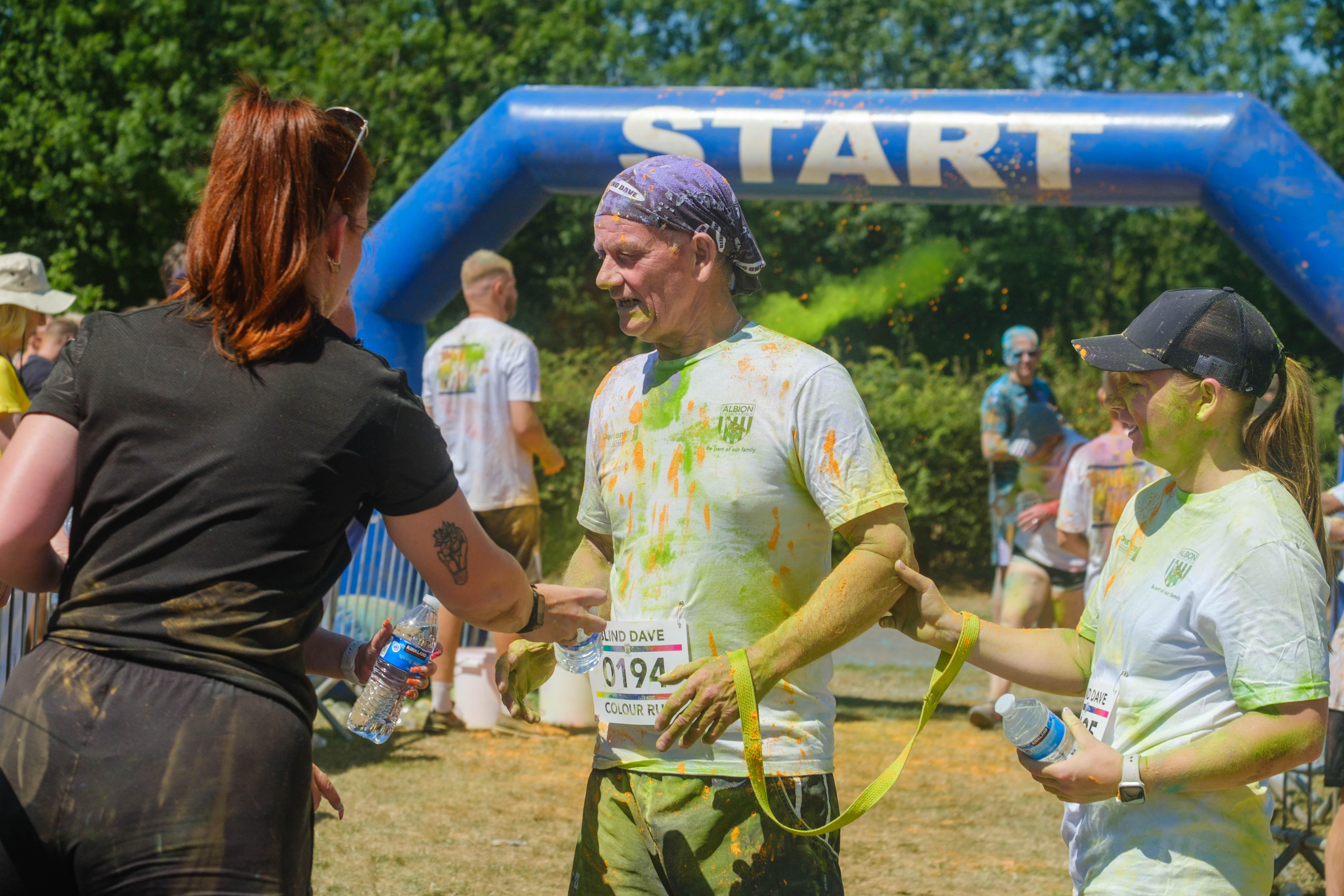 Blind Dave and daughter, Dannie, at the finish area.