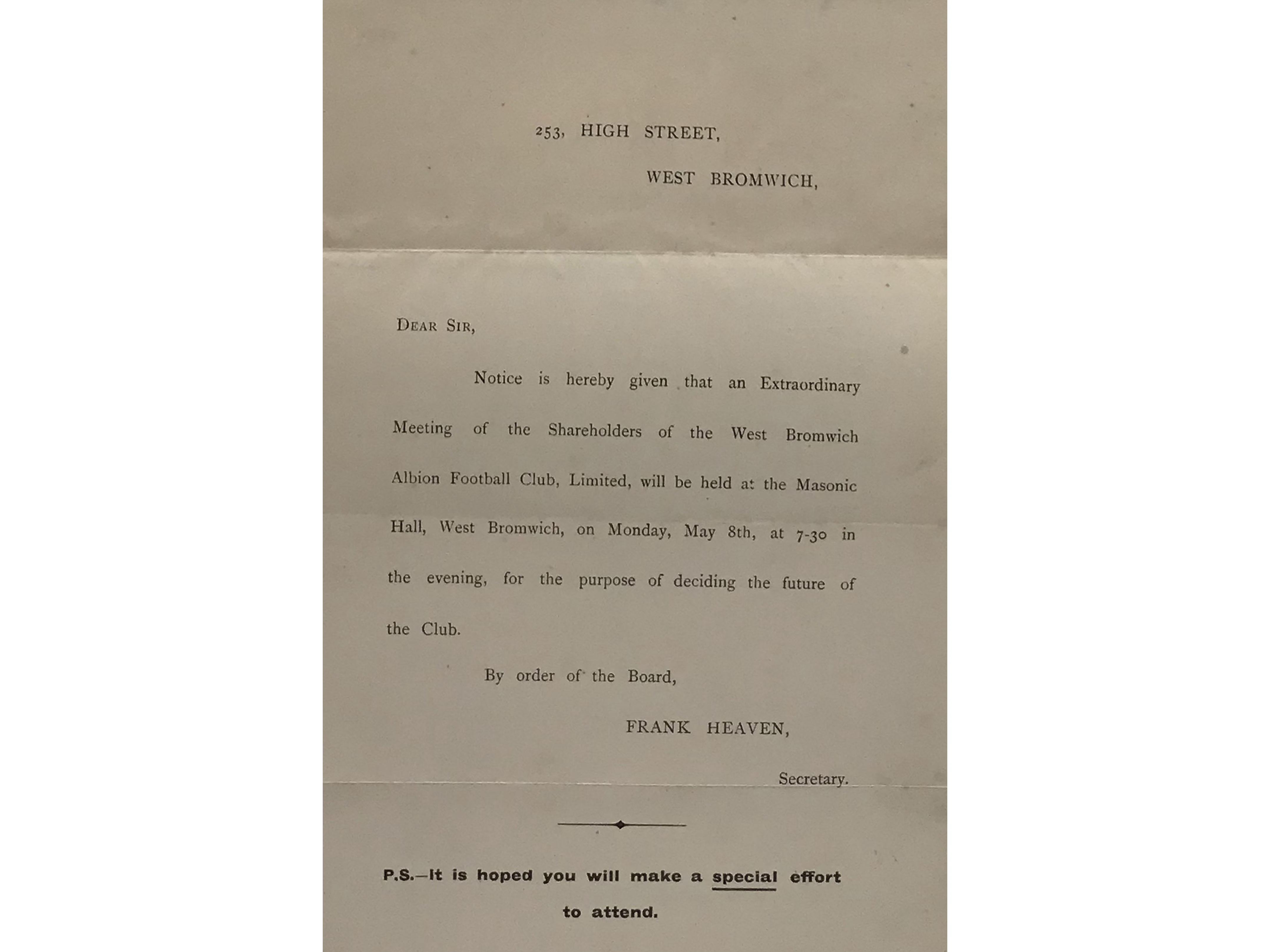 8th May 1899 Meeting